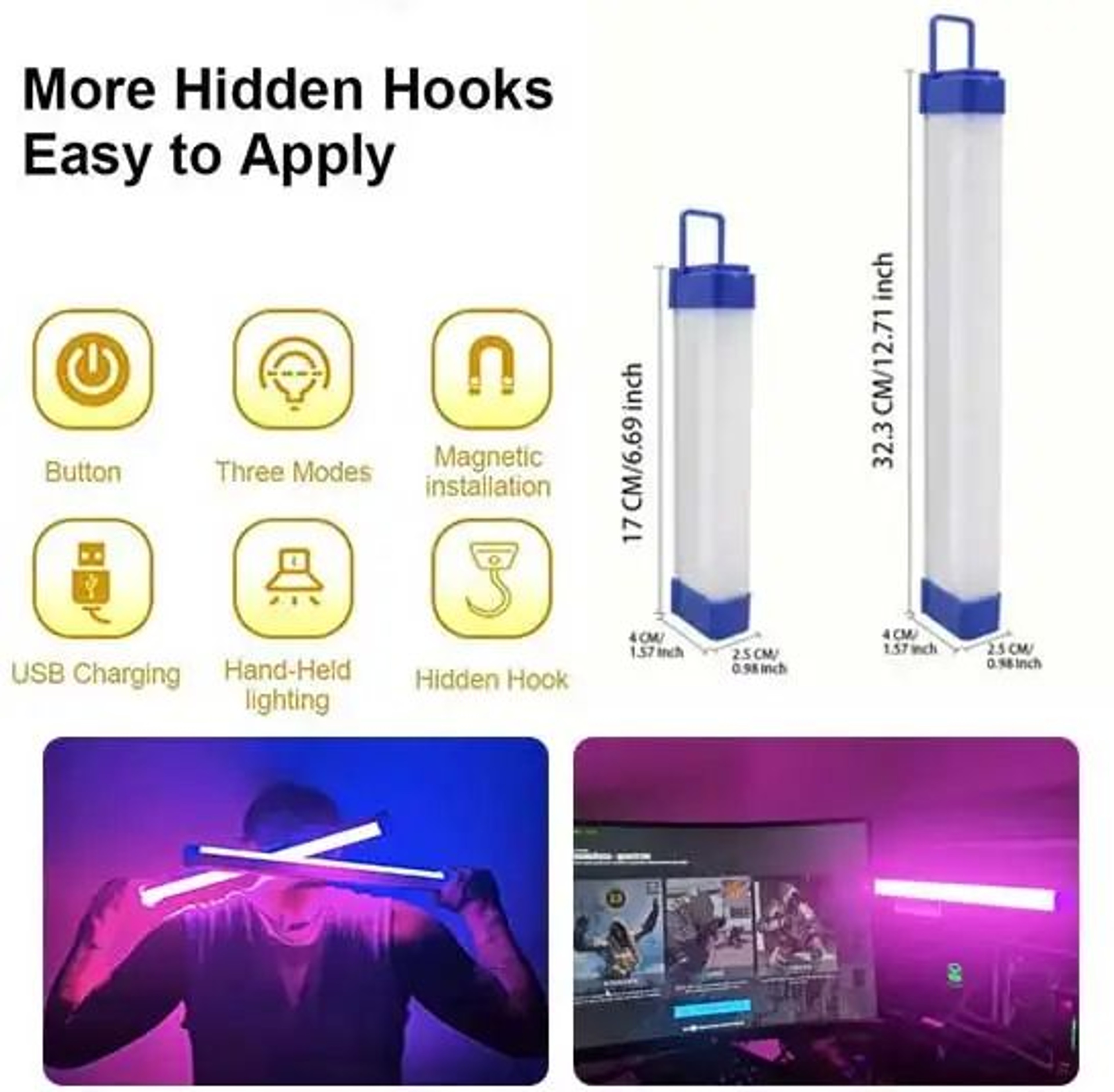USB RGB LED Tube Light Stick  Handheld Colorful Night Light For Photography Gaming Room  Ambient De 1