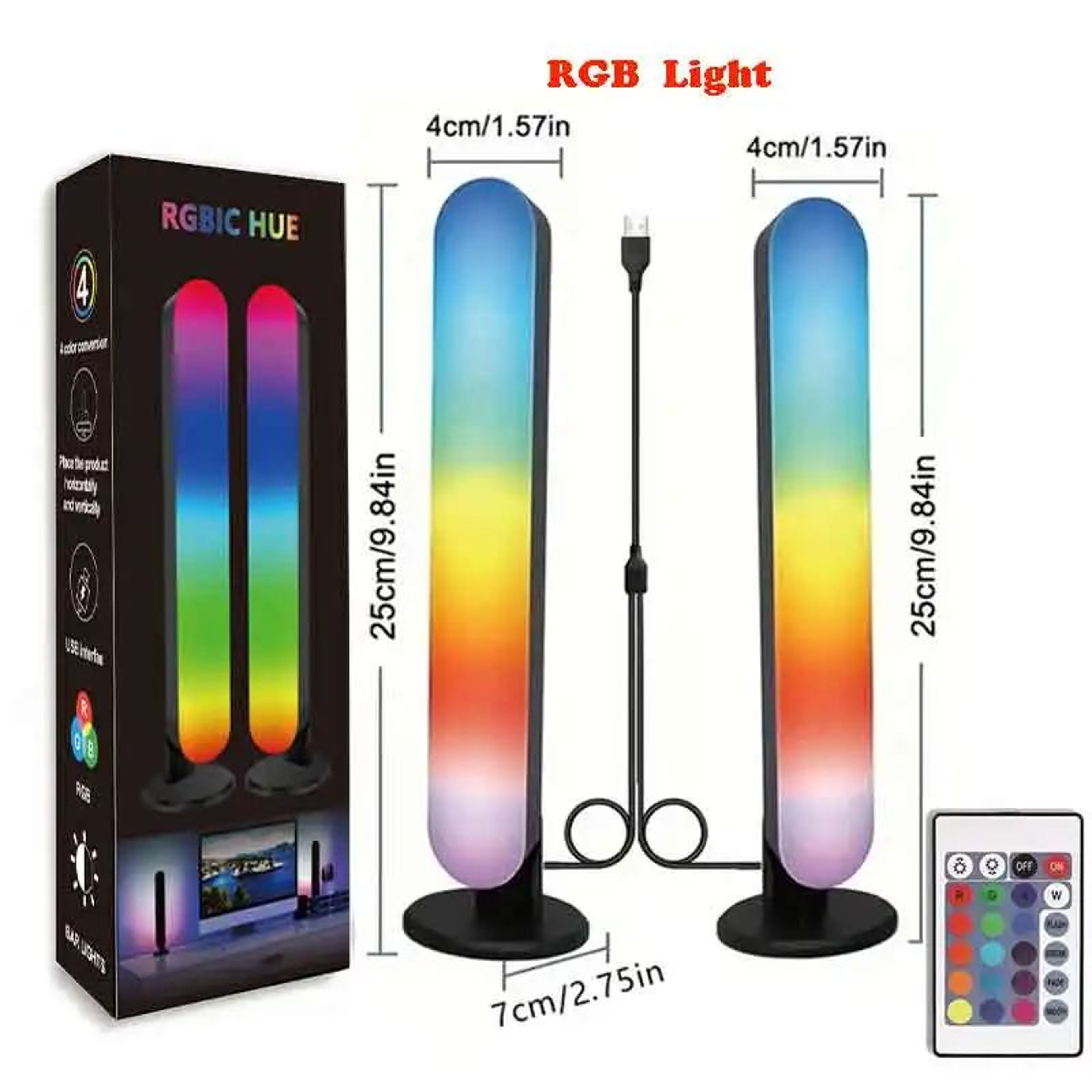 RGB Music Rhythm Light Bar  USB Rechargeable LED Sound Control Ambient Desktop Light For Gaming Roo 7