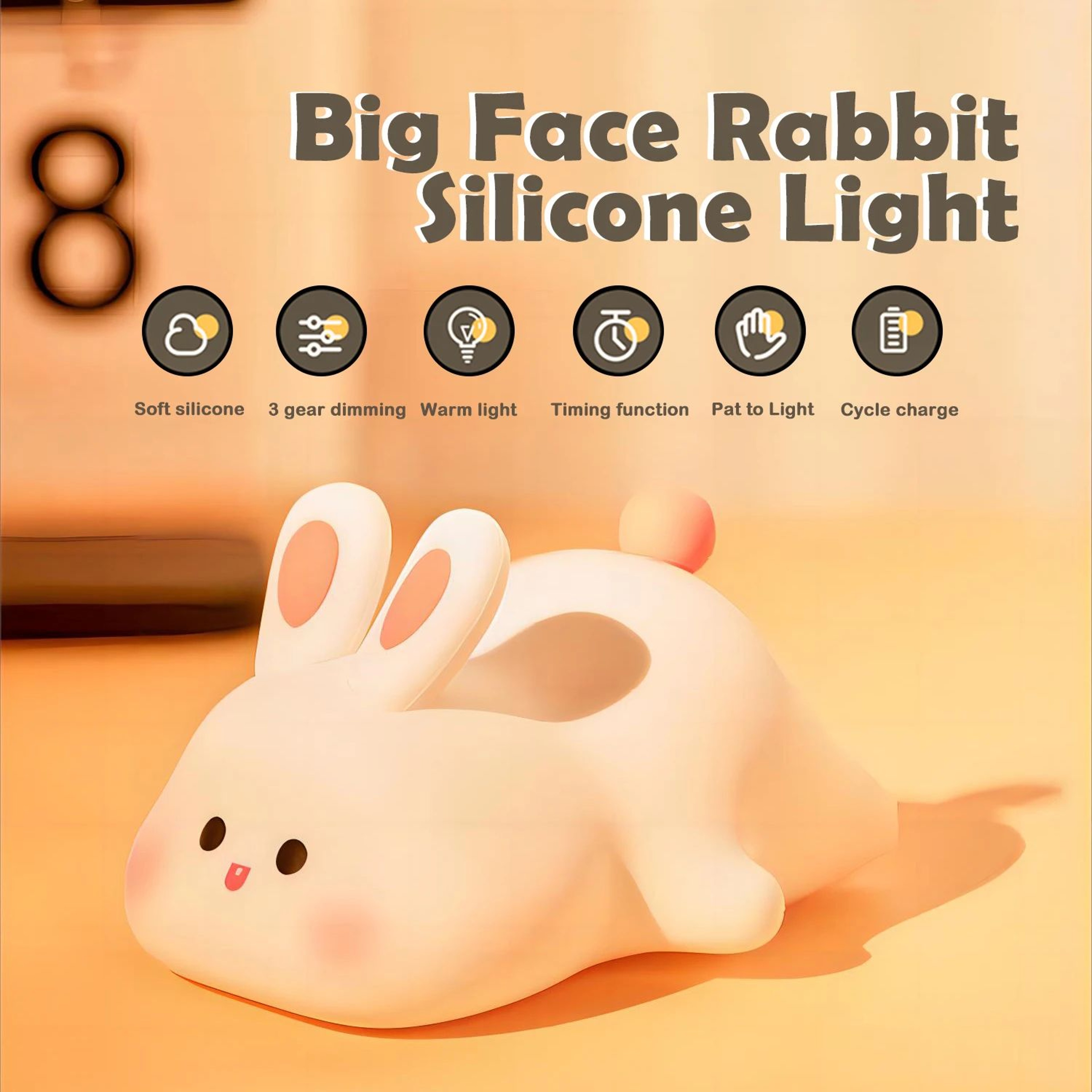 Cute Silicone LED Night Light  USB Rechargeable Panda Sheep Rabbit Nursery Lamp For Kids Bedroom Bi 2