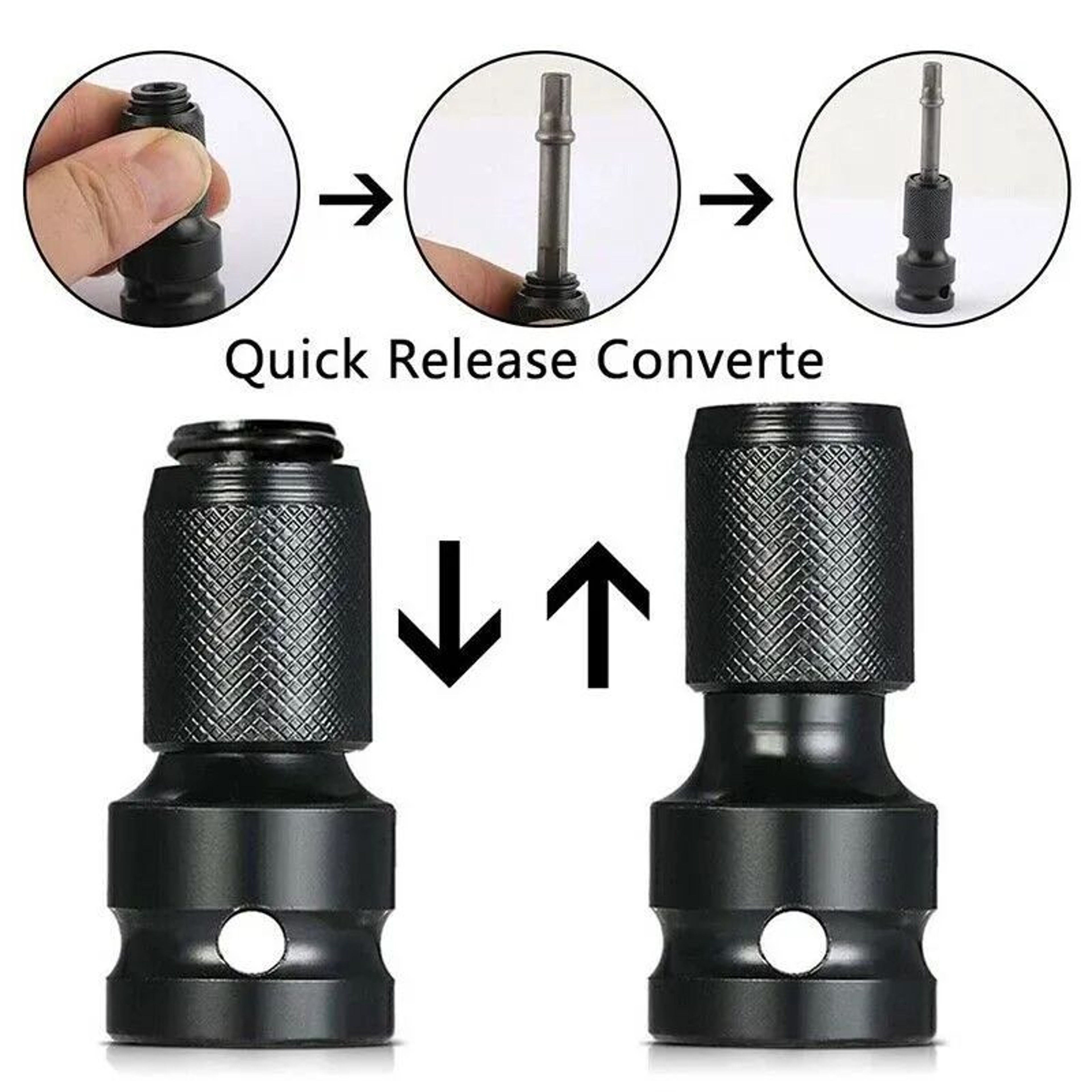Drill Chuck Converter Socket Adapter  12 In Drive To 14 In Hex Quick Load Impact Bit Adapter For Po 3