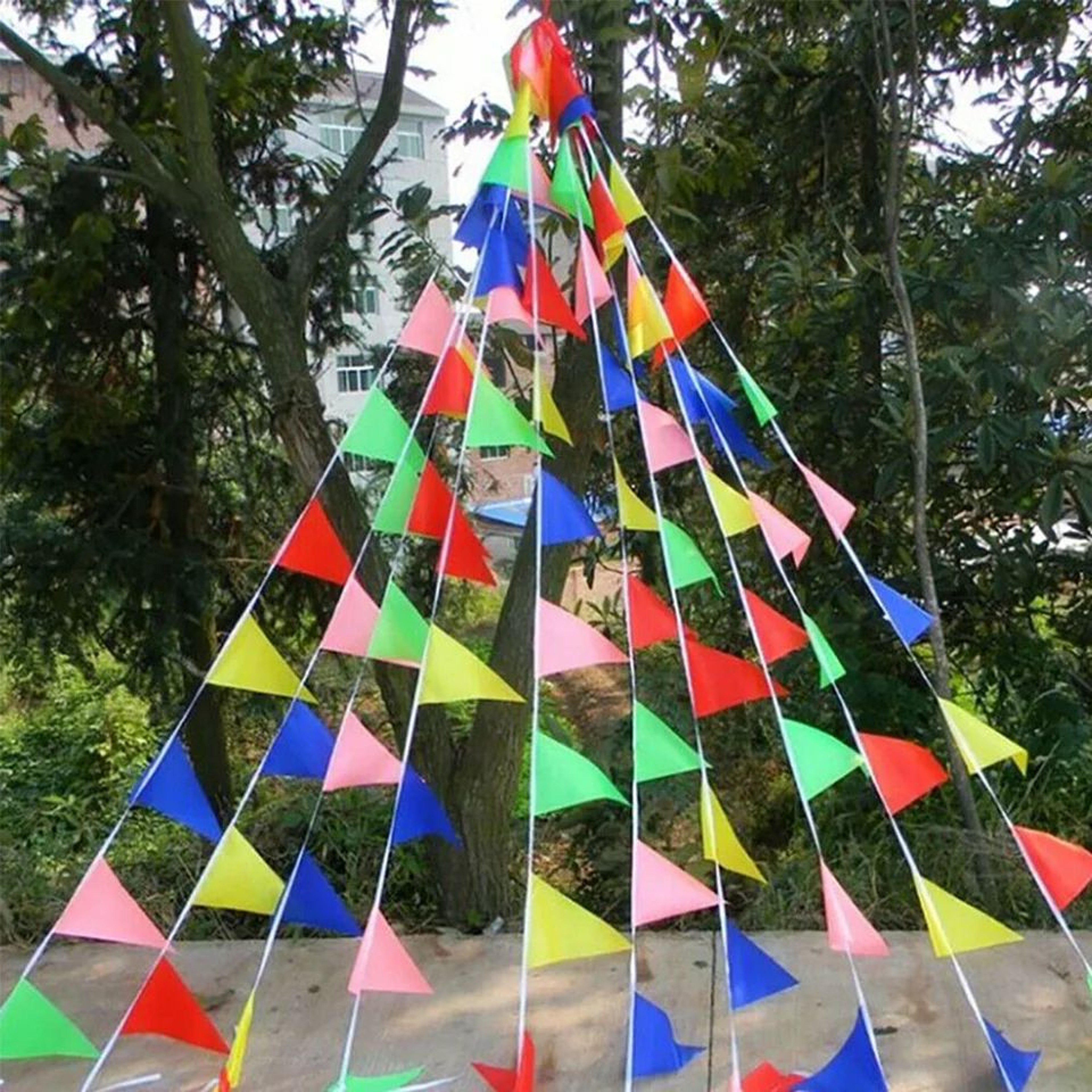 50M Multicolored Triangle Flags Bunting Banner  Reusable Pennant Decorations For Parties Weddings F 3