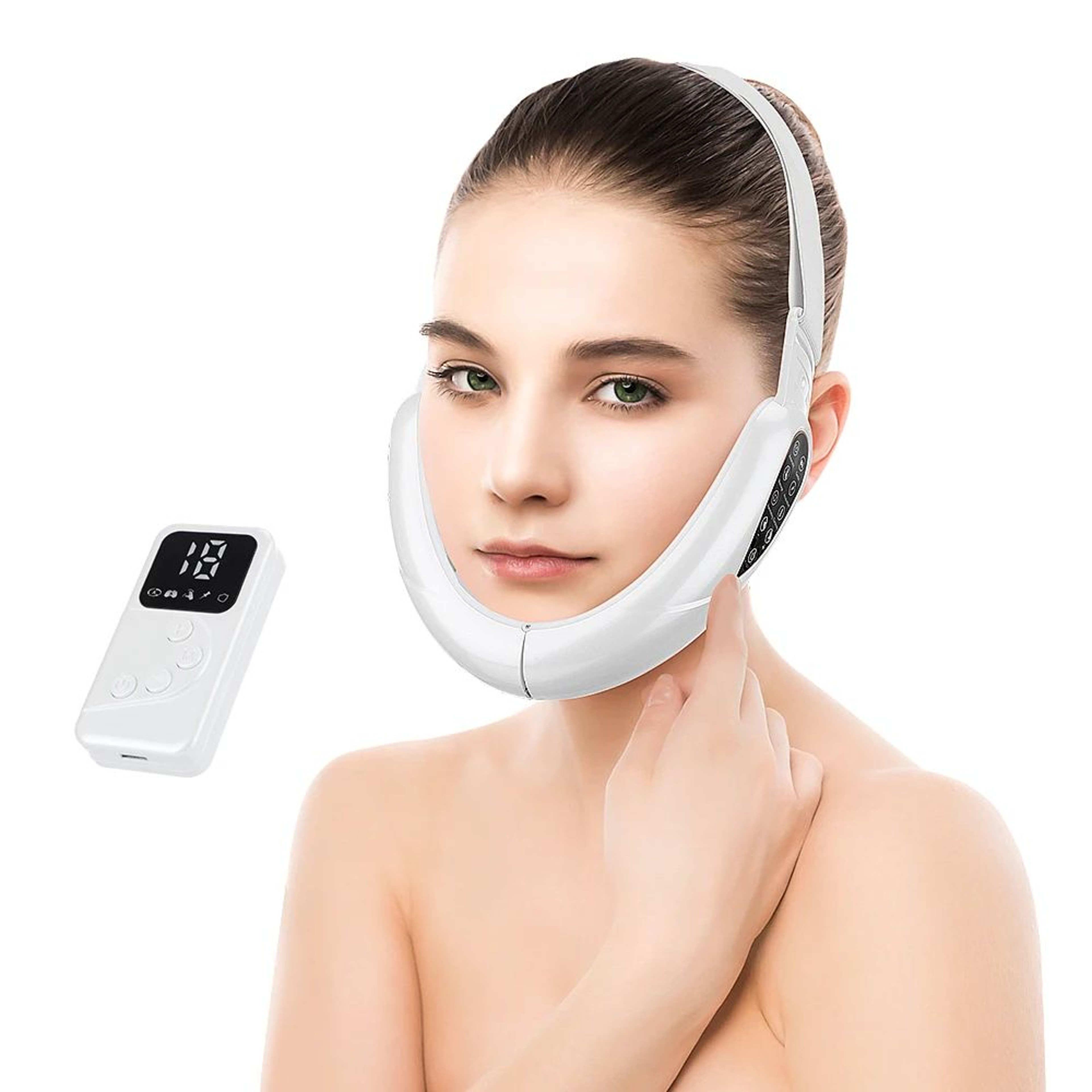 LED Photon Facial Lifting Device  TENS Microcurrent Face Slimming Massager With Vibration Remote  V 5