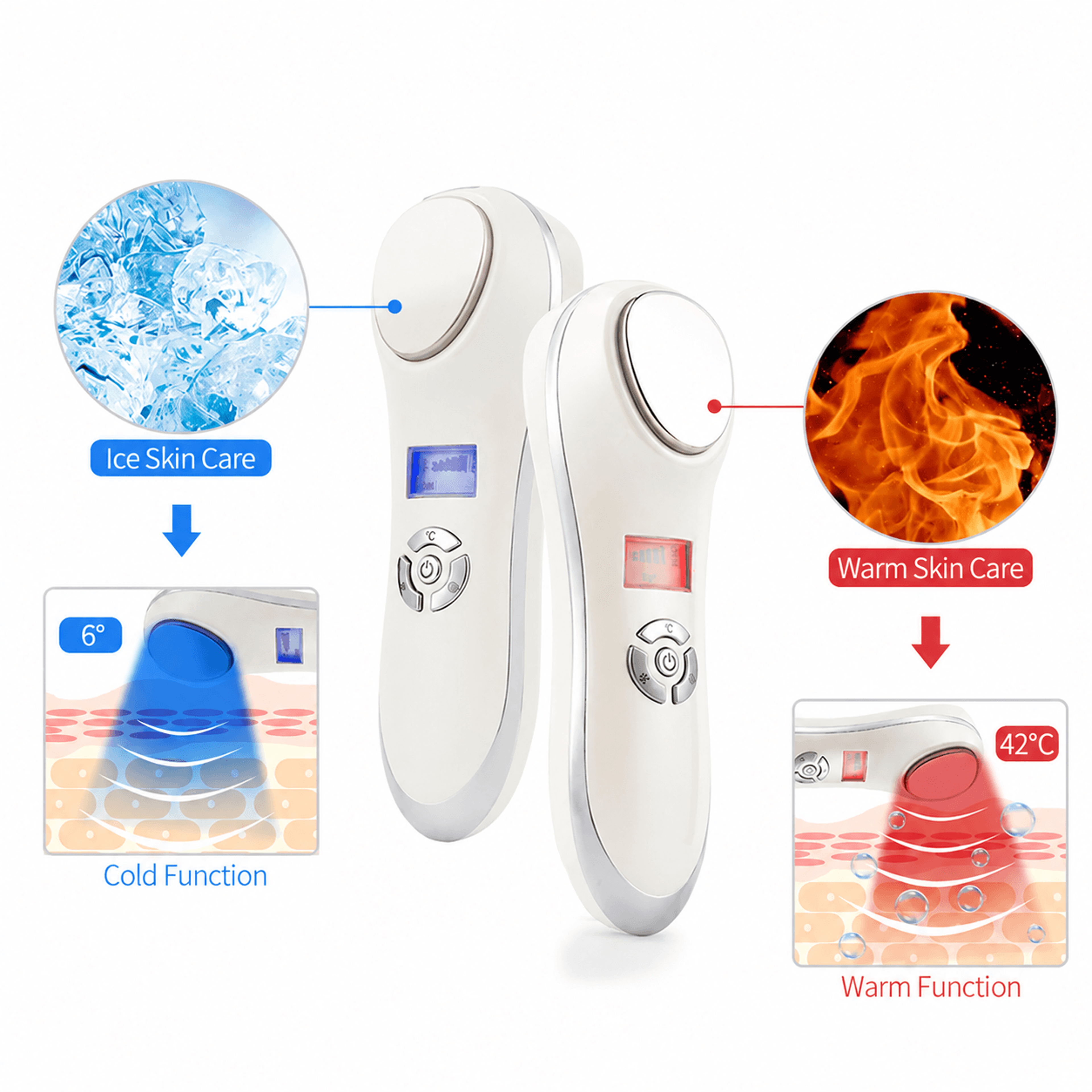 Facial Hot  Cold Vibration Massager  Cryotherapy Skin Care Device For Pore Tightening Face Lifting  0