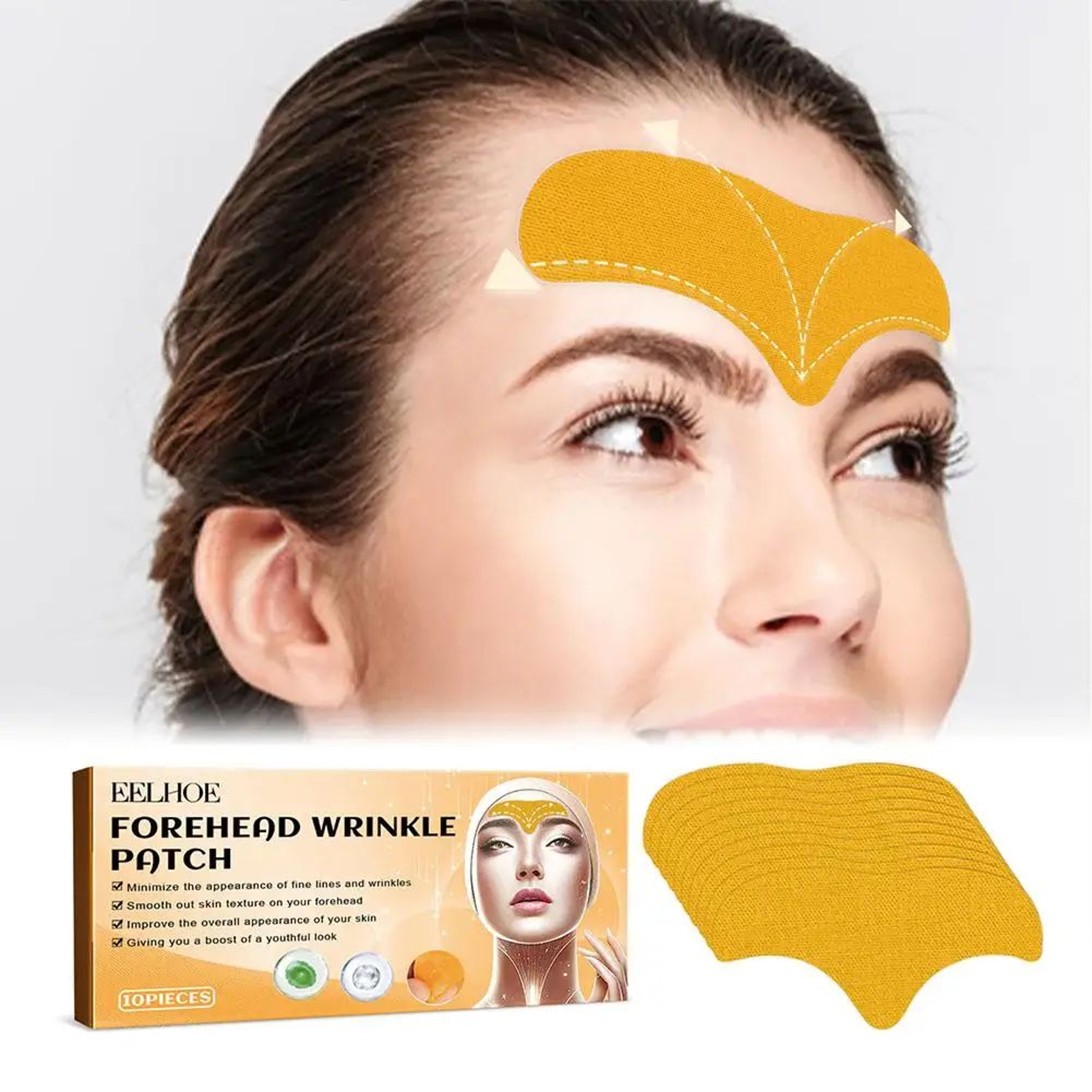 10 Pcs Forehead Wrinkle Patches  Hydrolyzed Collagen AntiWrinkle Gel Patches For Forehead Eyes  Smi 0