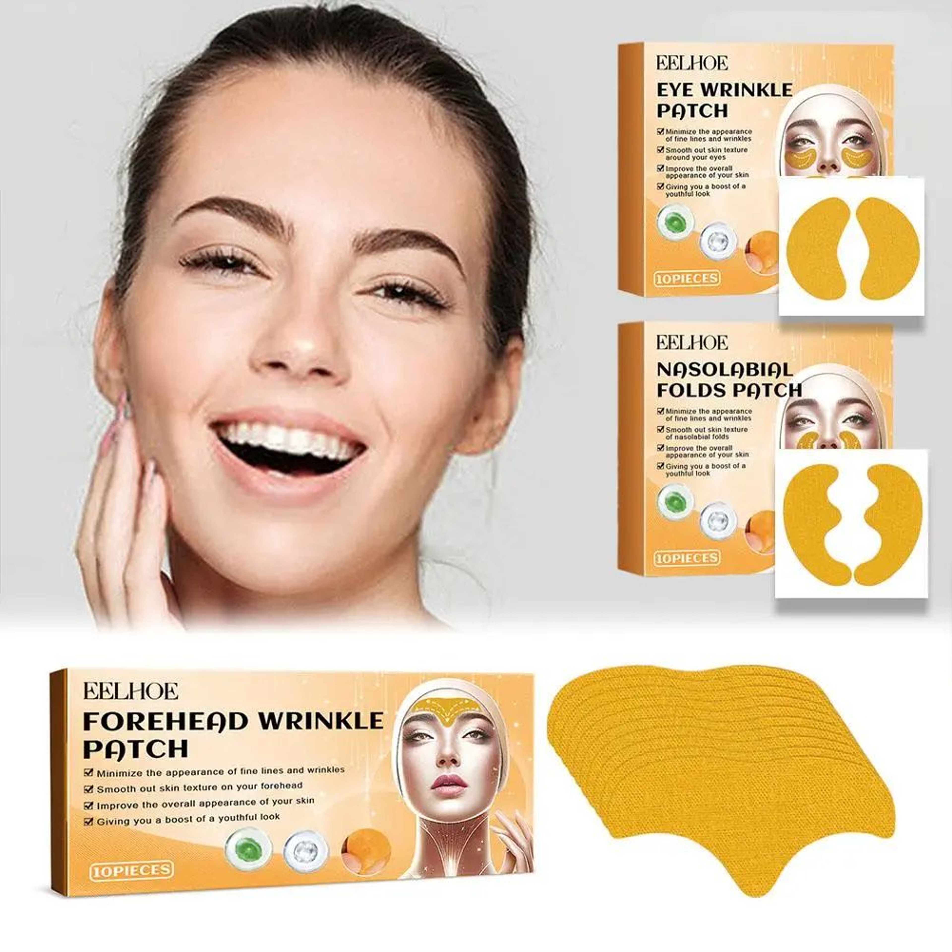 10 Pcs Forehead Wrinkle Patches  Hydrolyzed Collagen AntiWrinkle Gel Patches For Forehead Eyes  Smi 2
