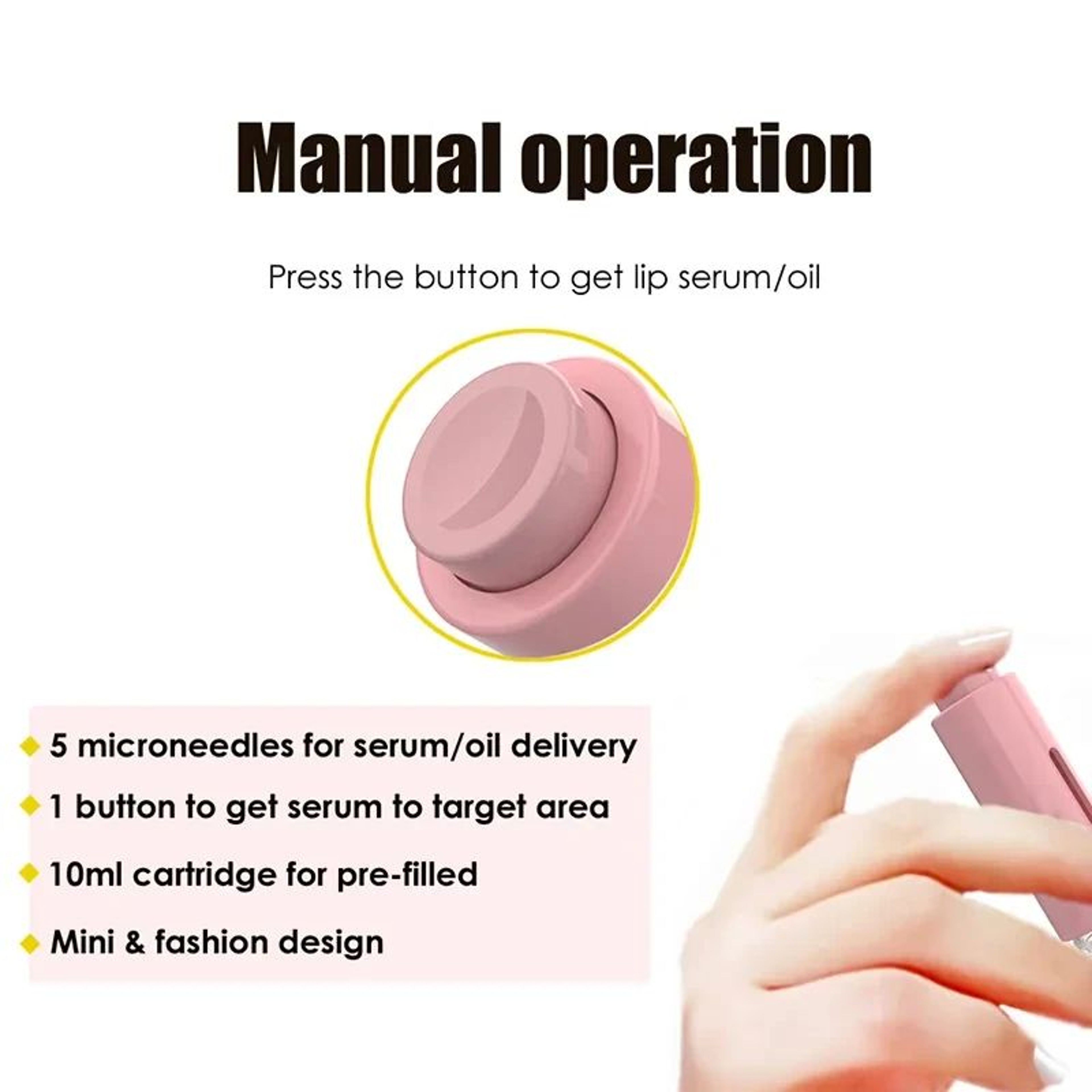 Titanium Microneedle Derma Roller  2in1 Serum Applicator For Face Beard Hair  Lip Skin Care 4