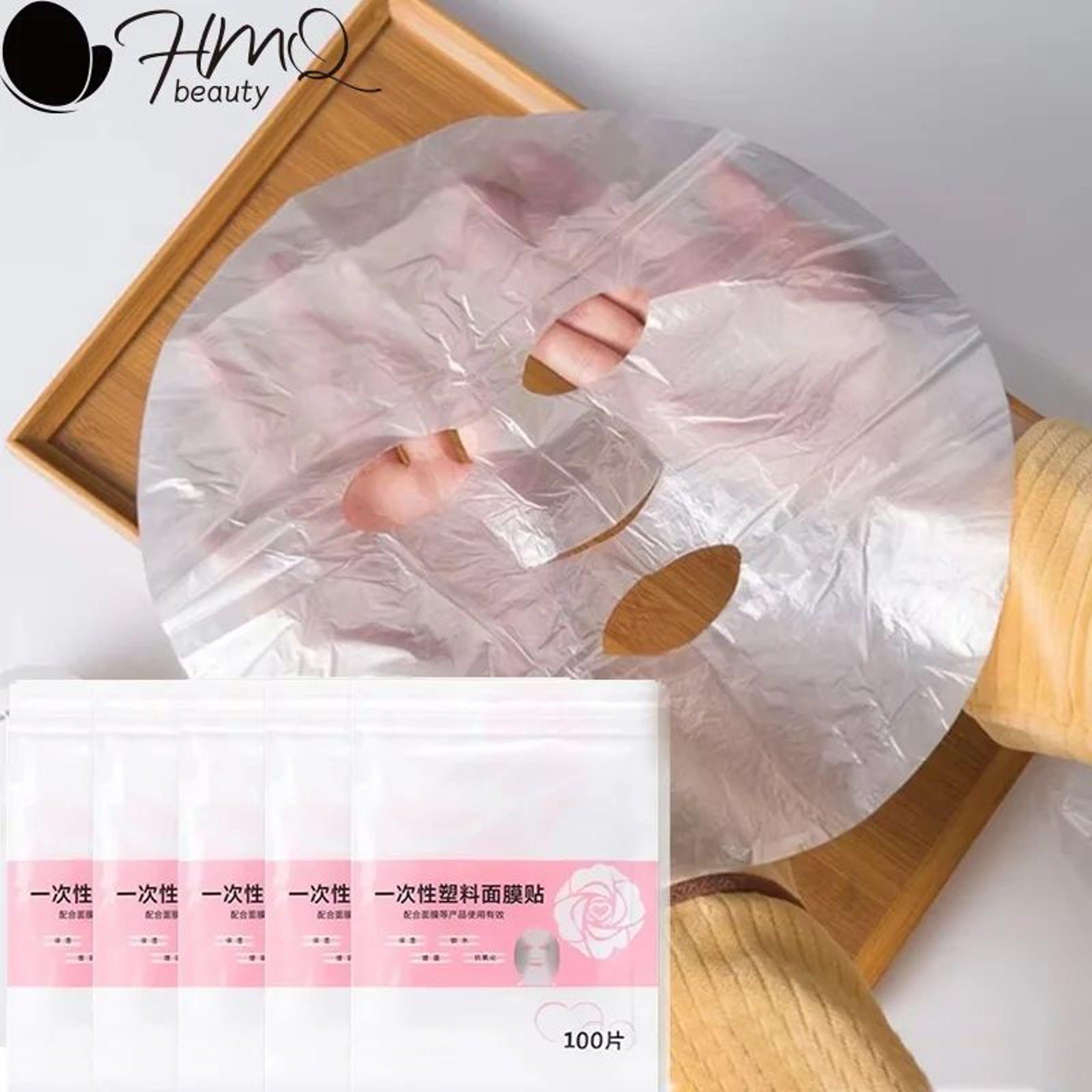 100500 Pcs Disposable Facial Plastic Wrap Mask  Ultra Thin Transparent Face Film For Beauty Salon   0