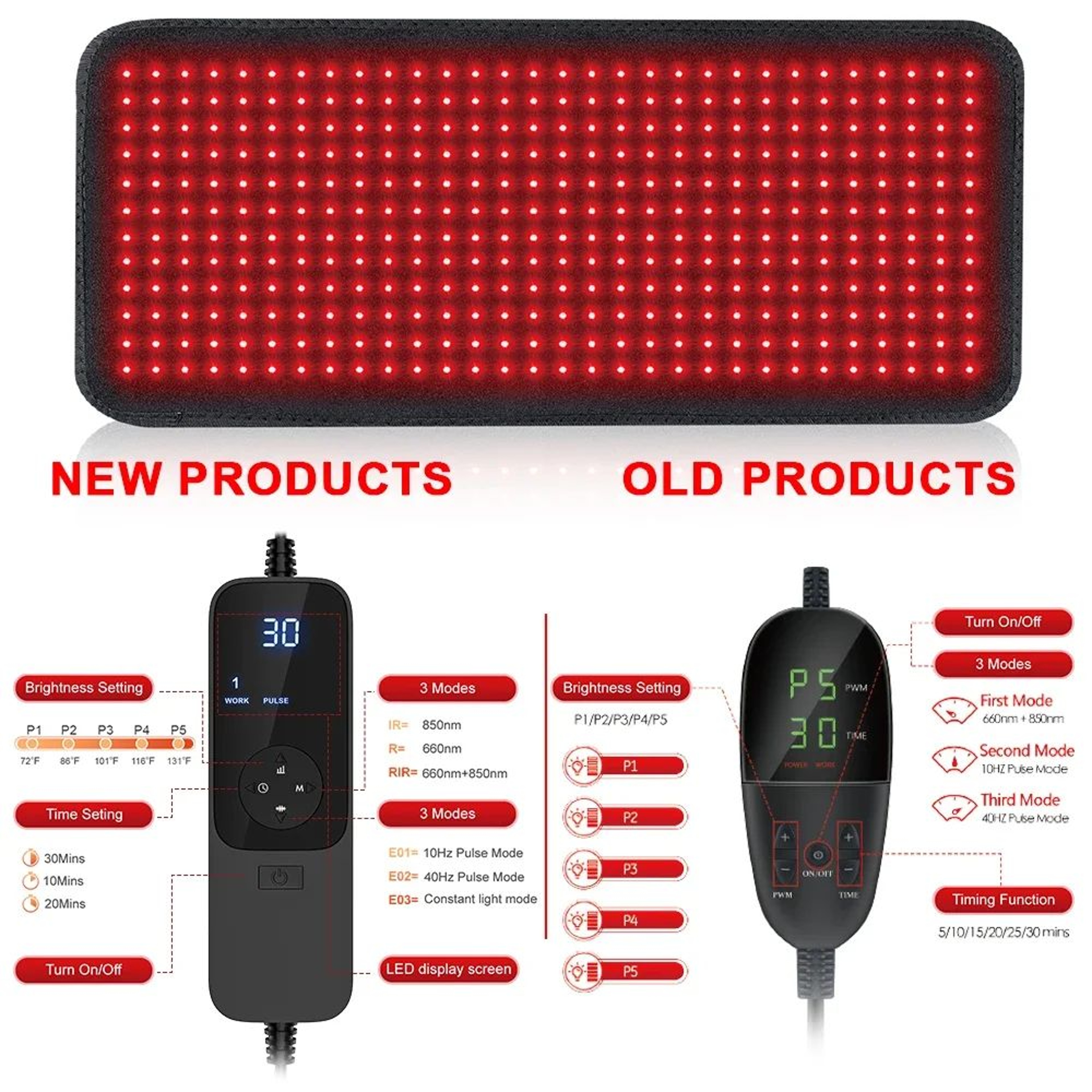 Red Light Therapy Heating Pad  360 LED Infrared Light Therapy Mat For Back Waist Shoulders  Muscle  4