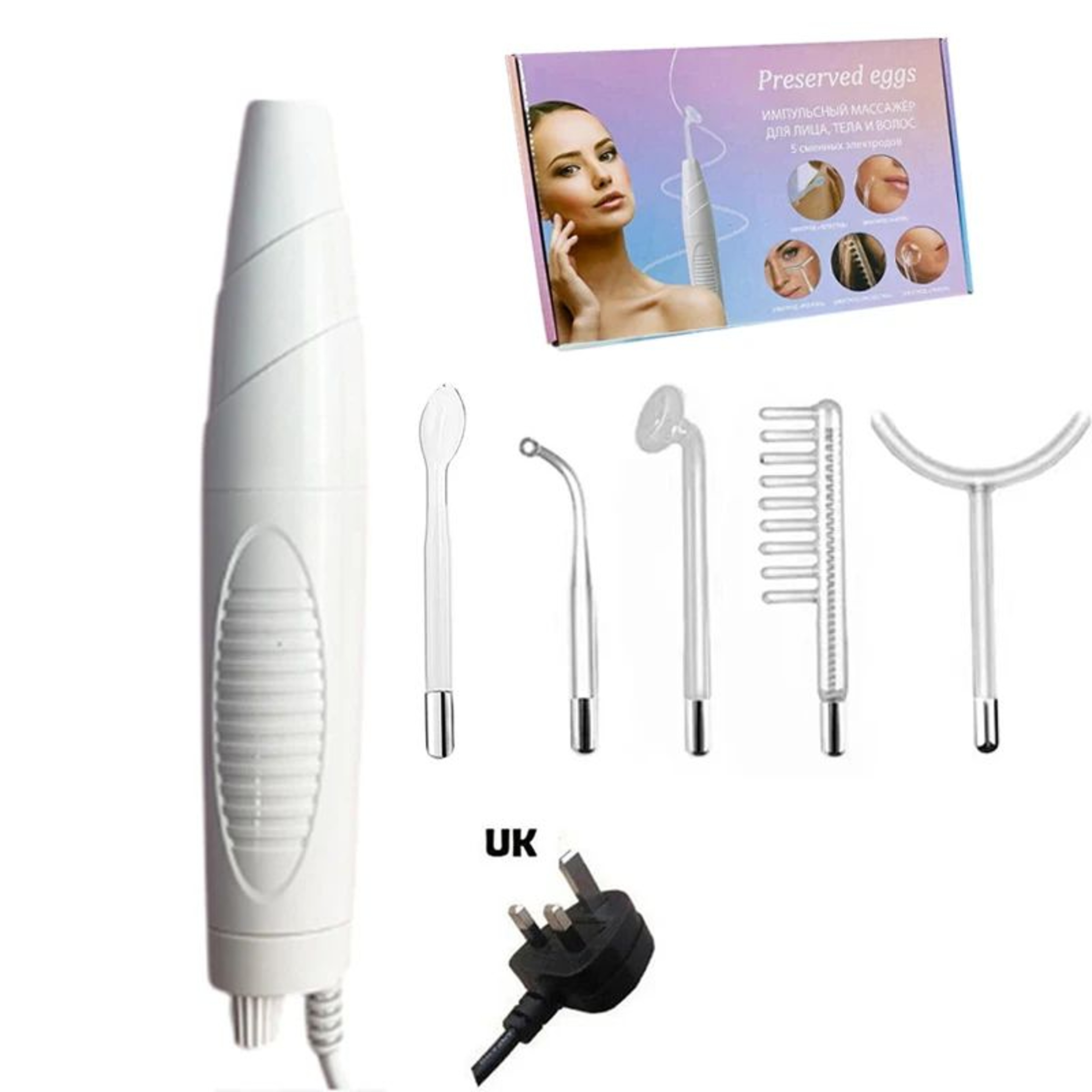 5 In 1 High Frequency Facial Wand Kit  Professional Handheld Skin Care Device With 5 Glass Electrod