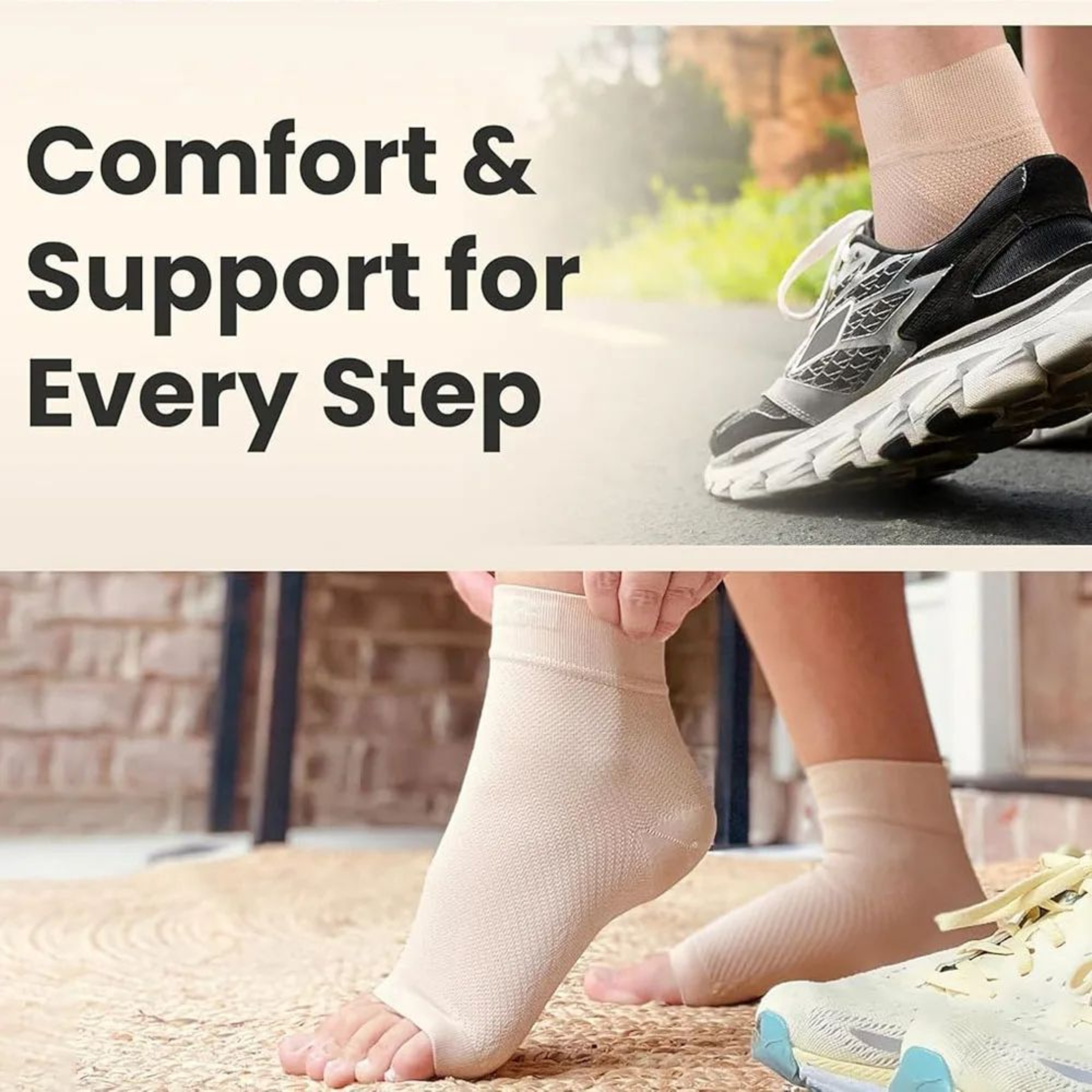 Ankle Compression Sleeve  Open Toe Foot Support Brace For Plantar Fasciitis Arch Support  Swelling  2
