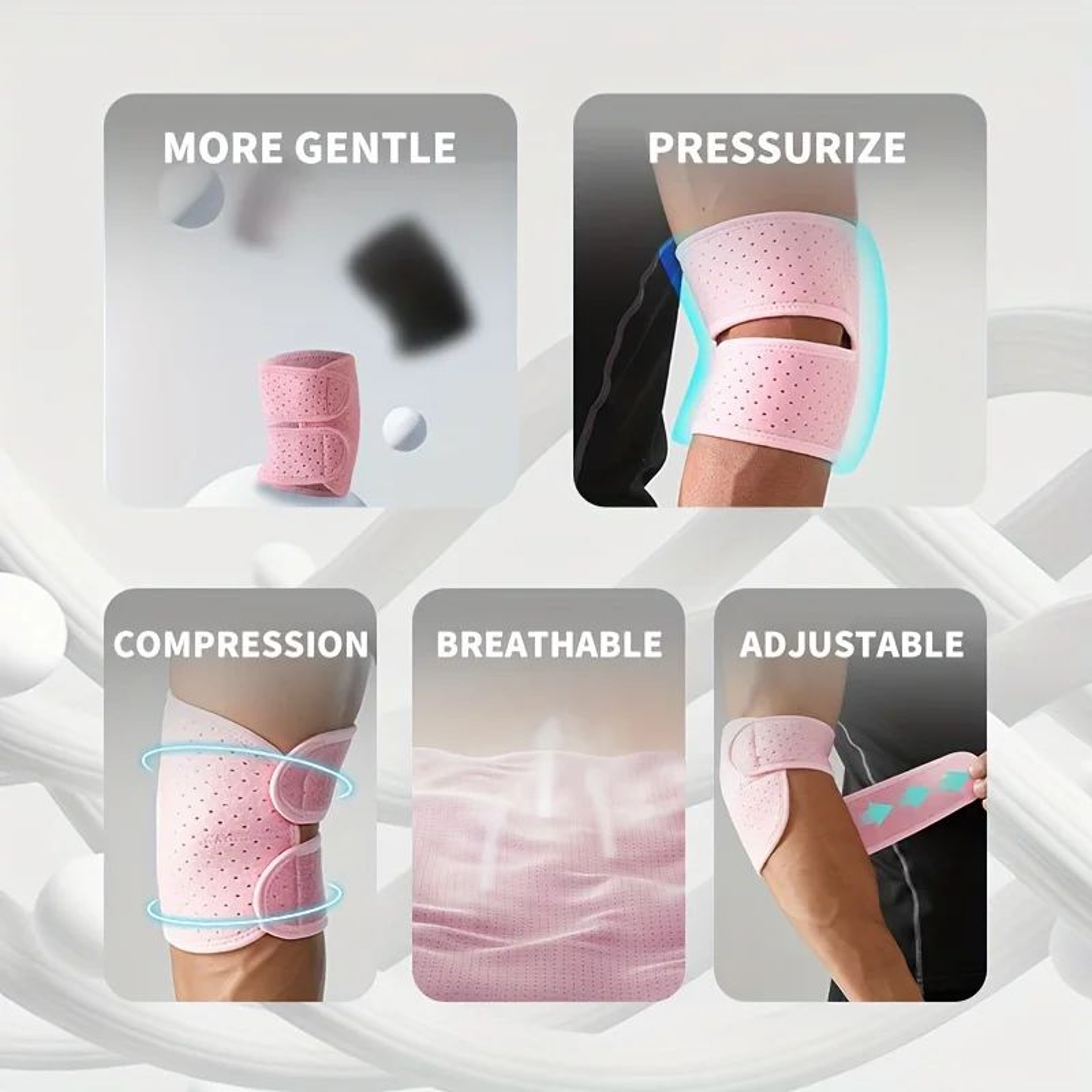 1 PC Adjustable Compression Elbow Brace  Breathable Tennis Elbow Sleeve With Double Straps For Arm  2