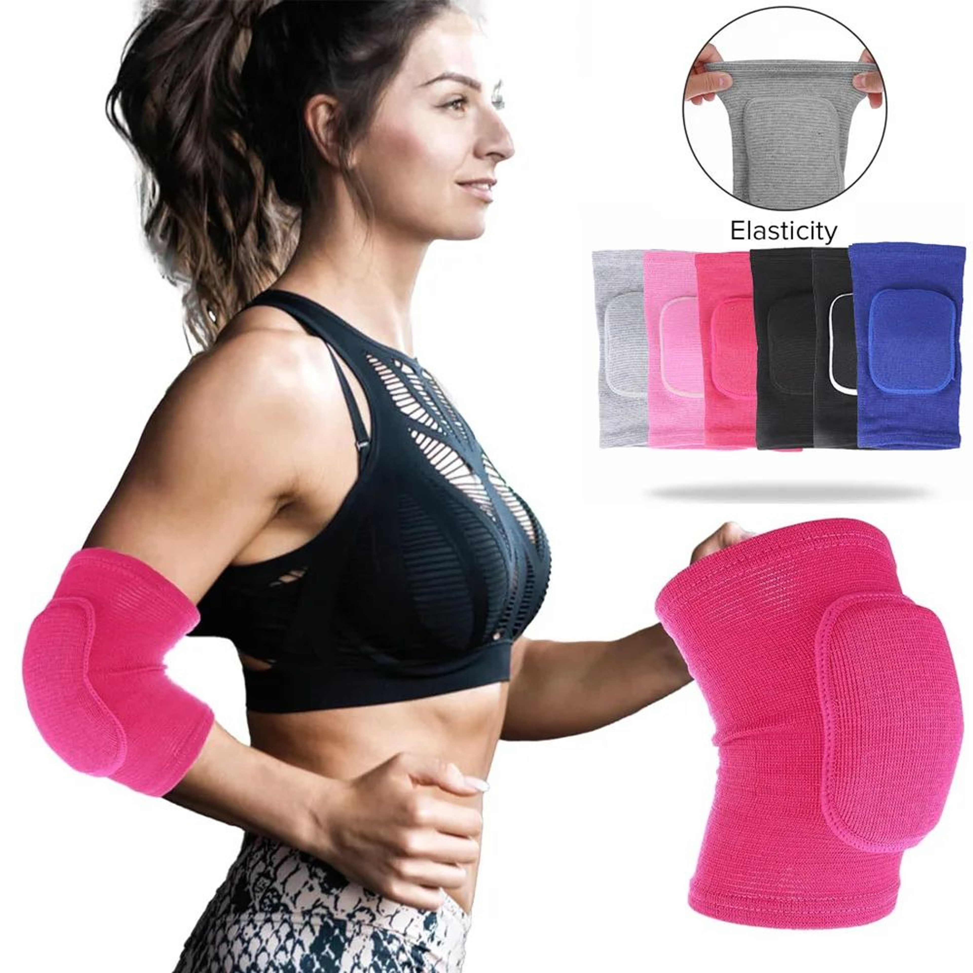 2 Pcs Breathable Elbow Compression Sleeves  Thick Sponge Elbow Pads For Basketball Volleyball  Spor 0
