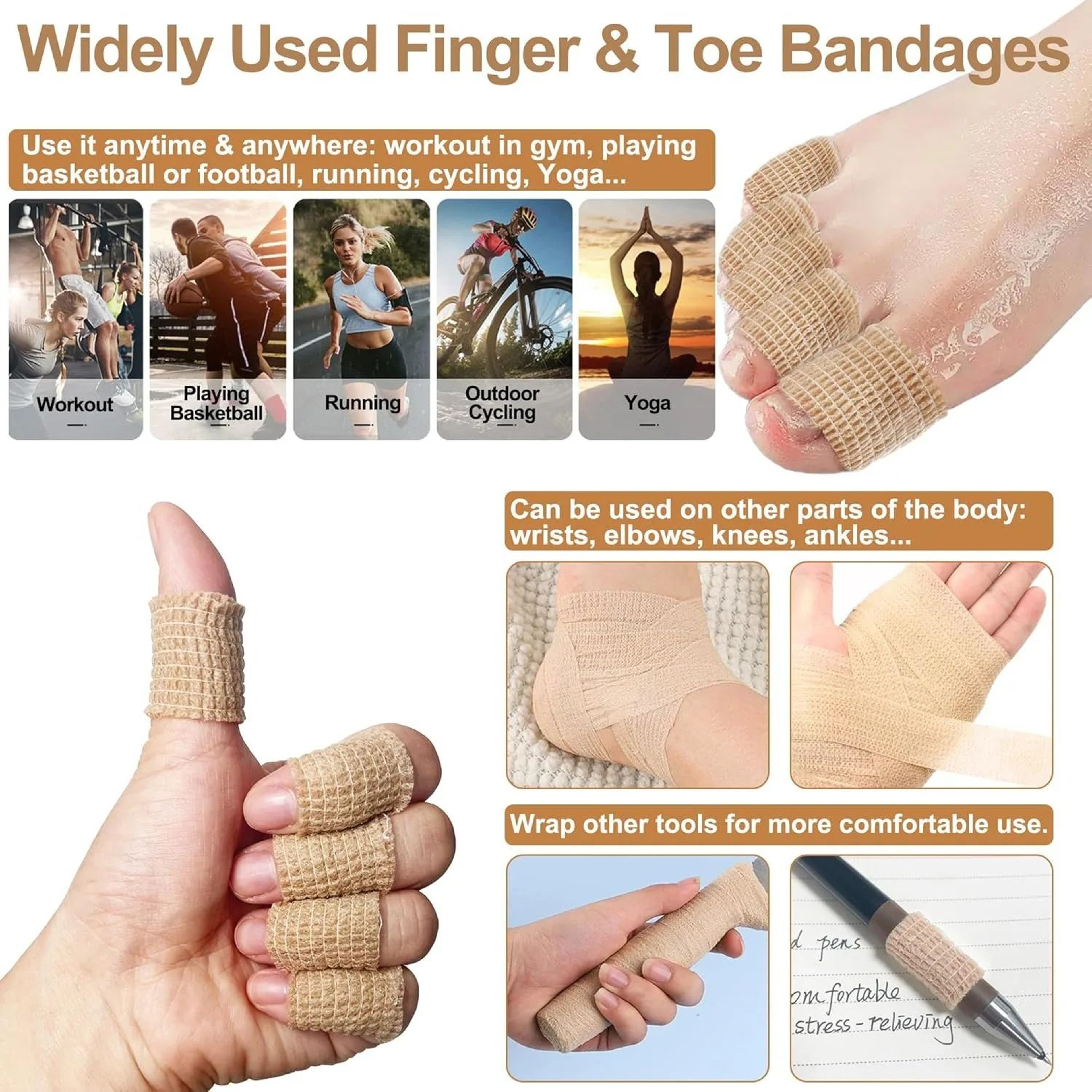 SelfAdhesive Big Toe Bandage Wrap  Stretchy Toe  Finger Tape For Thumb Support Blister Protection   1