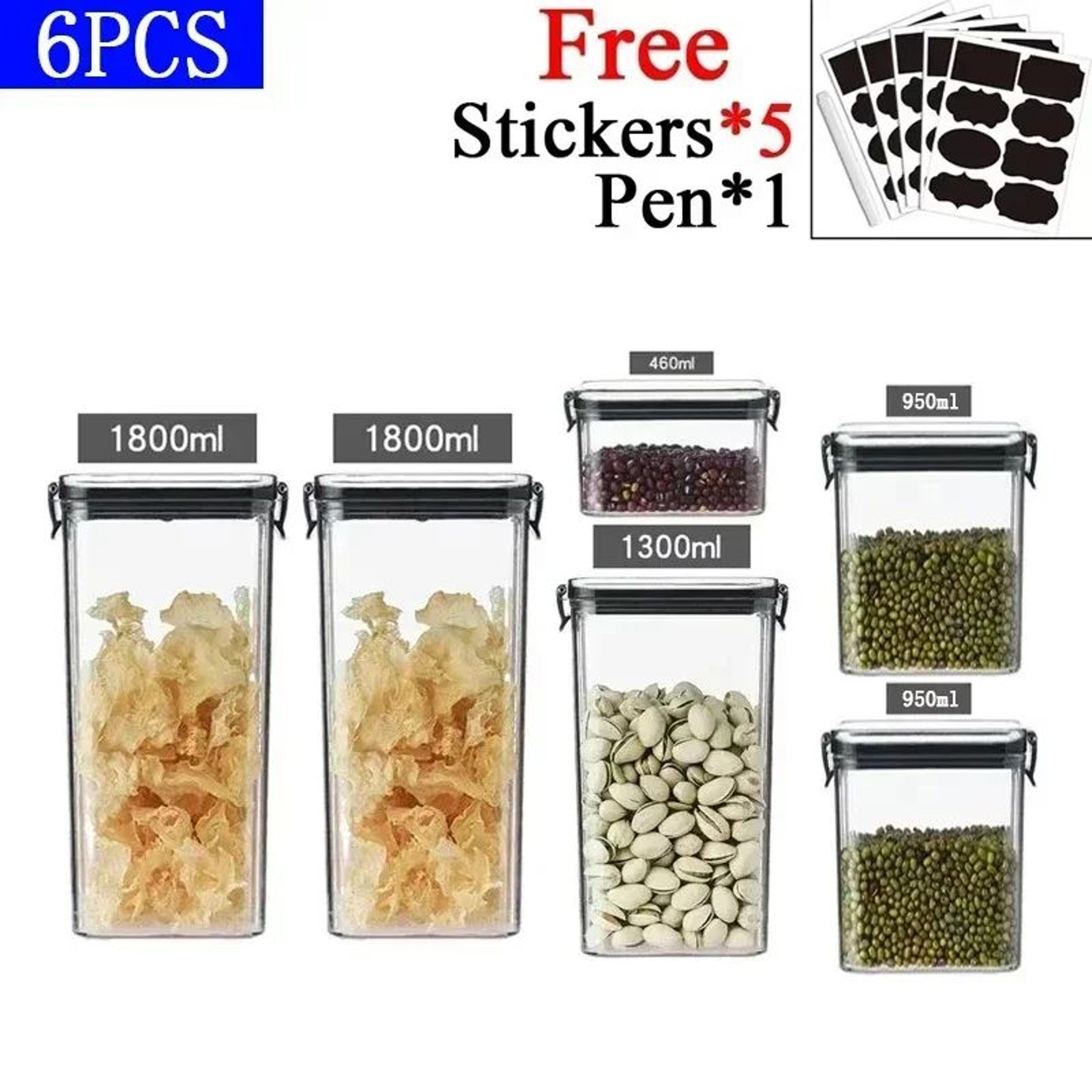 155609 Fl Oz Stackable Airtight Food Storage Containers  Plastic Kitchen Pantry Canister Set For Gr 25
