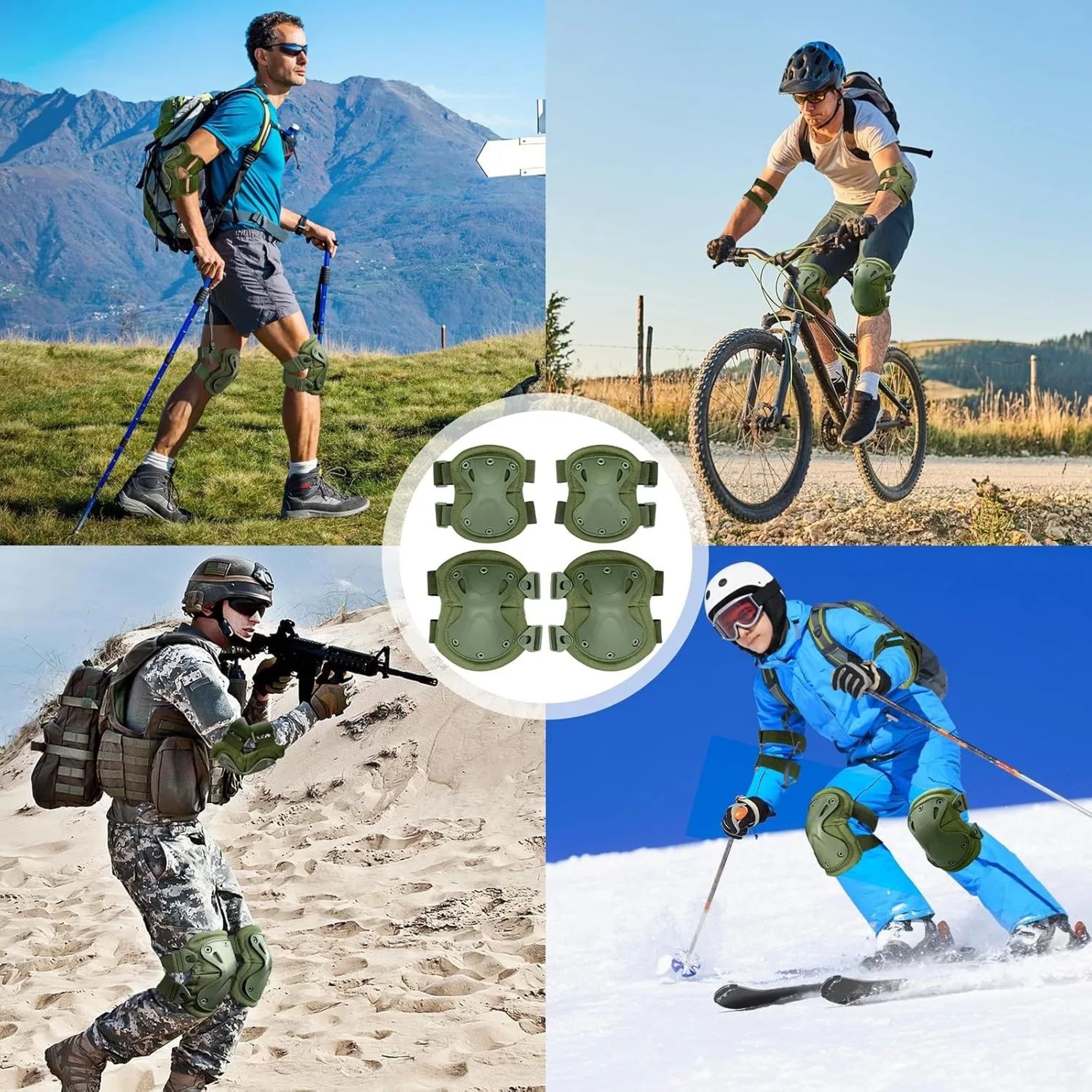 2pcs Professional Tactical Knee  Elbow Pads Set  Protective Combat Gear For Airsoft Paintball Hunti 5