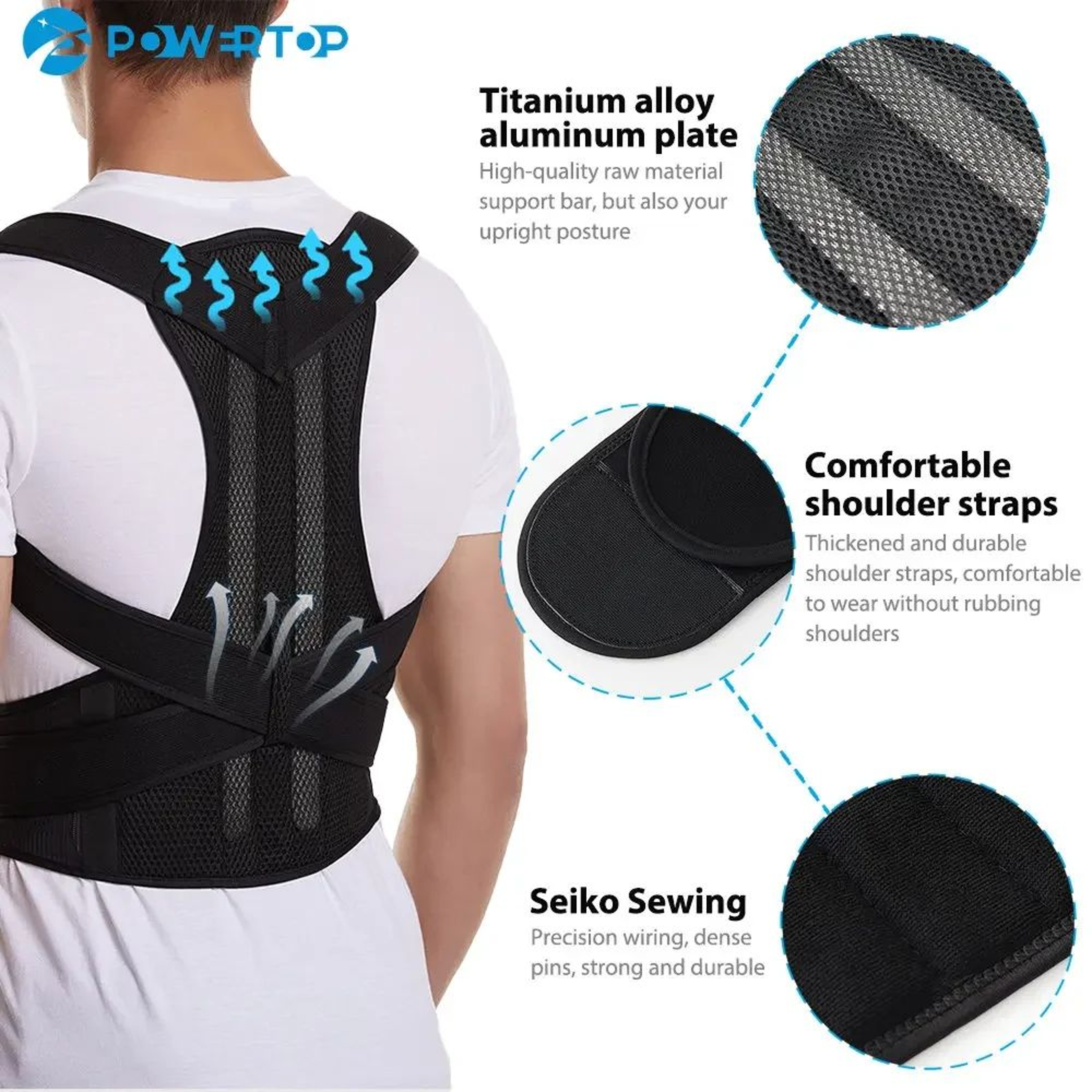 Adjustable Lumbar Posture Corrector Vest  Reinforced Back Support Brace For Shoulder Spine  Neck Al
