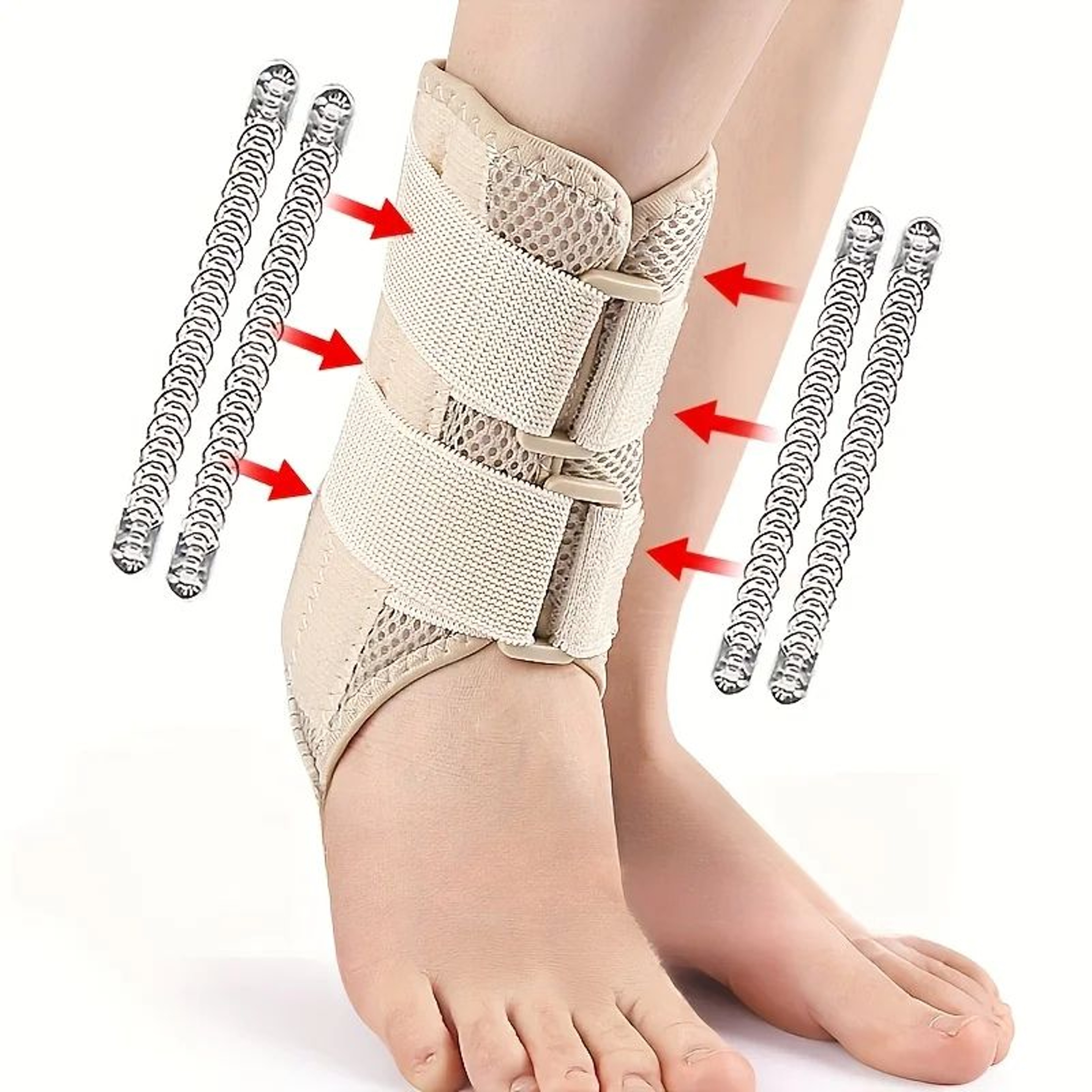 Spring Bar Sports Ankle Support Sleeve  Adjustable Compression Ankle Brace With DoubleSided Support 0