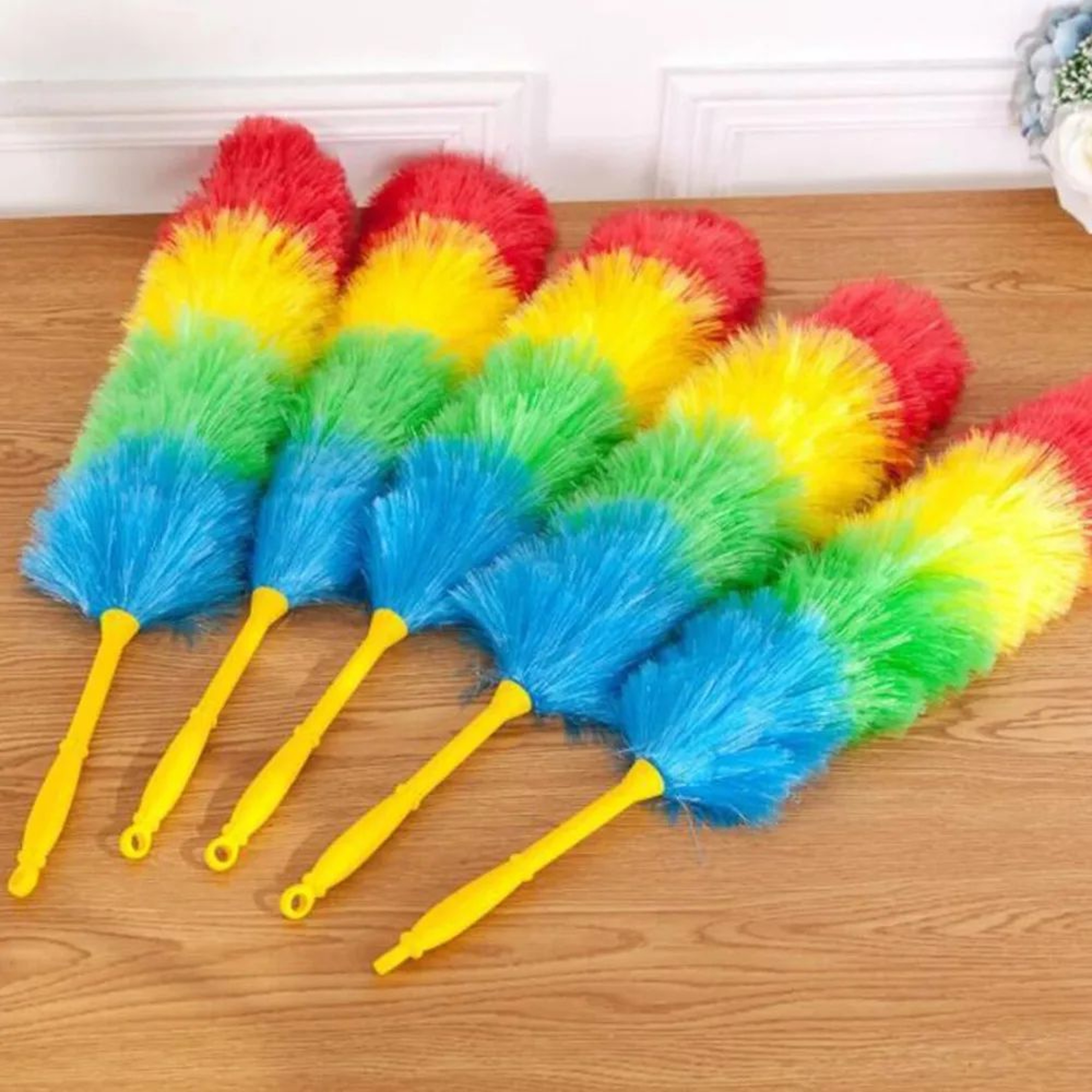 Rainbow Microfiber Feather Duster 24 In  Bendable AntiStatic Dust Cleaner With Flexible Handle For  4