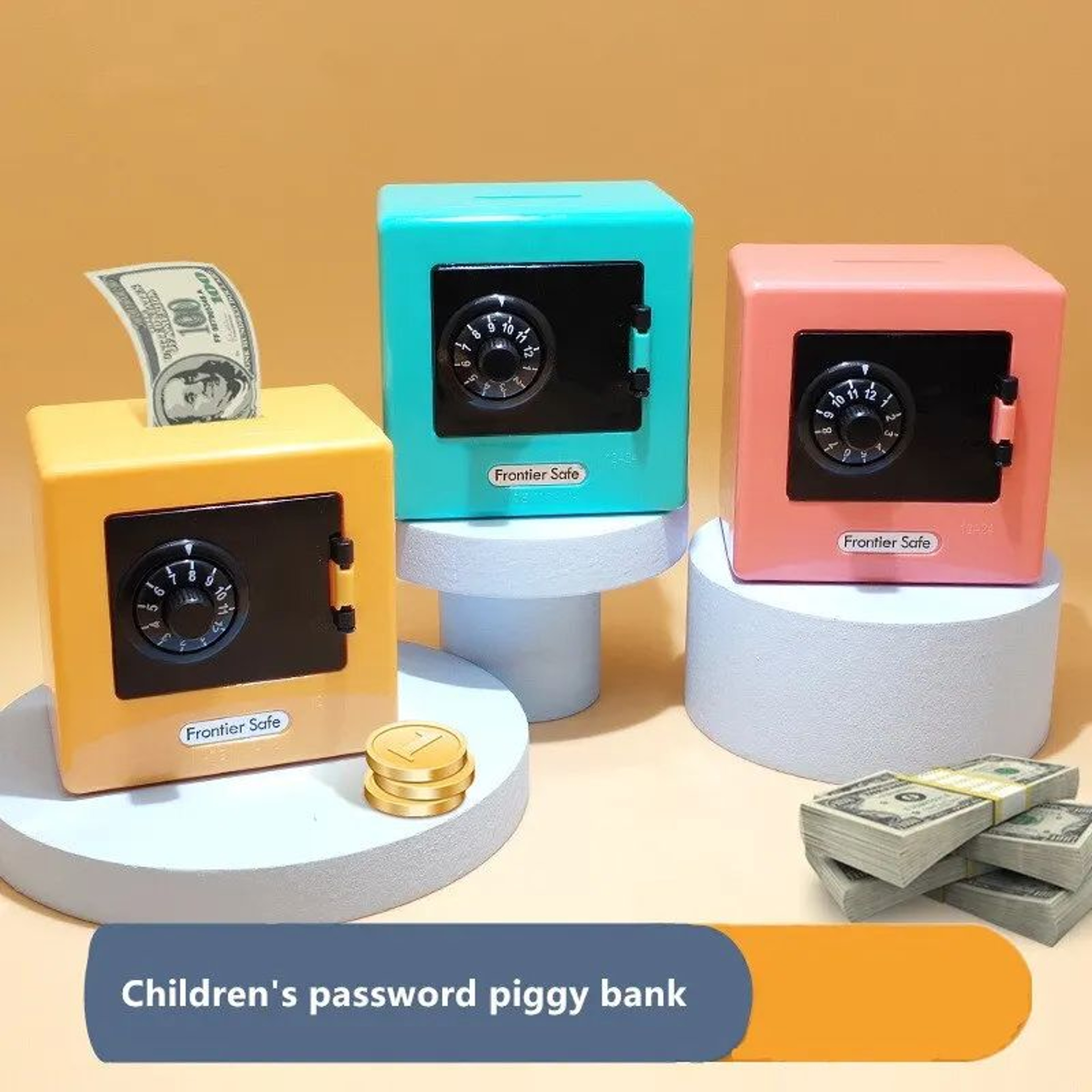 Mini Retro ATM Money Bank Safe Box  Password Lock Coin  Cash Saving Box With Automatic Banknote Dep 1