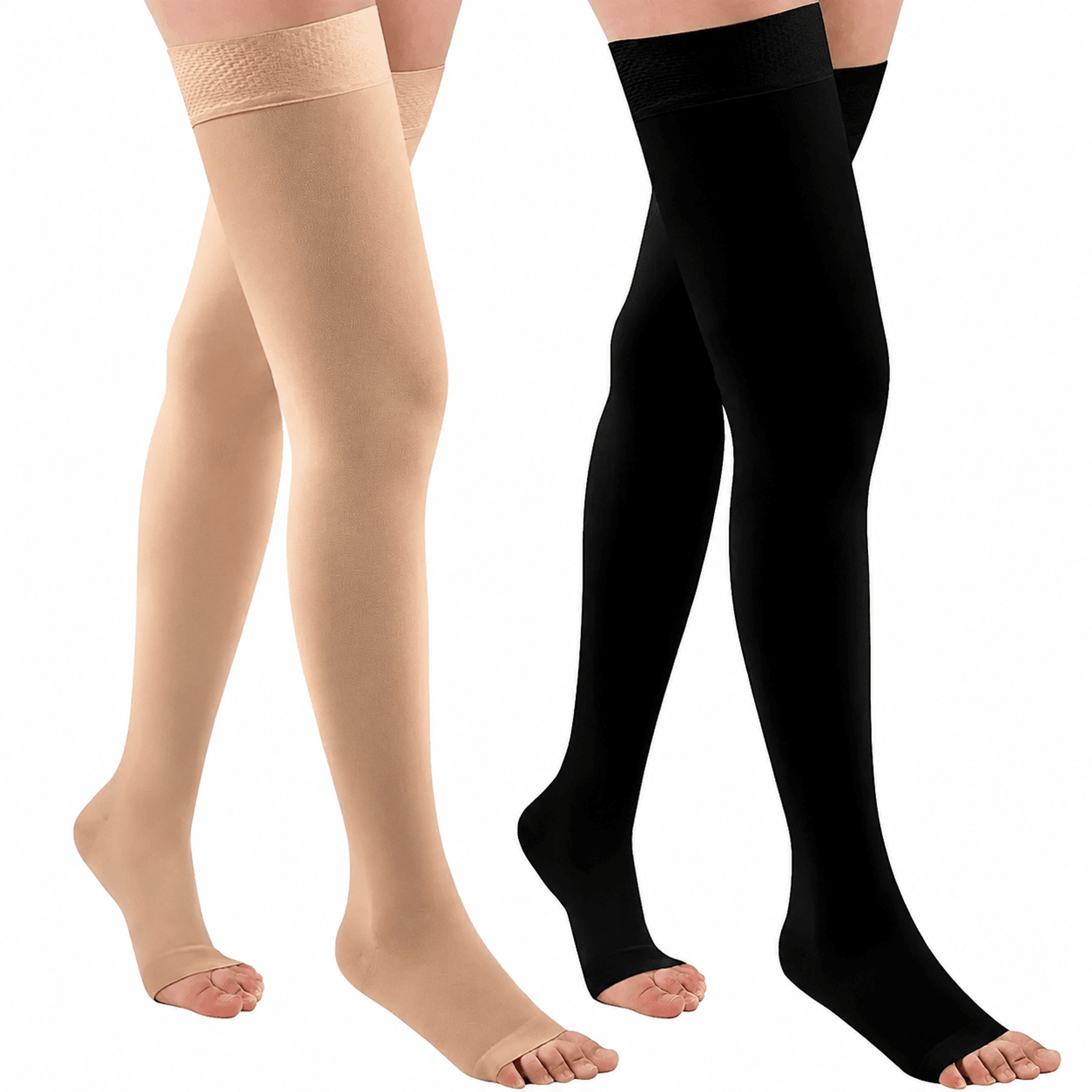 1 Pair 2032 MmHg Thigh High Toeless Compression Stockings  Silicone Grip Circulation Socks For Men  0
