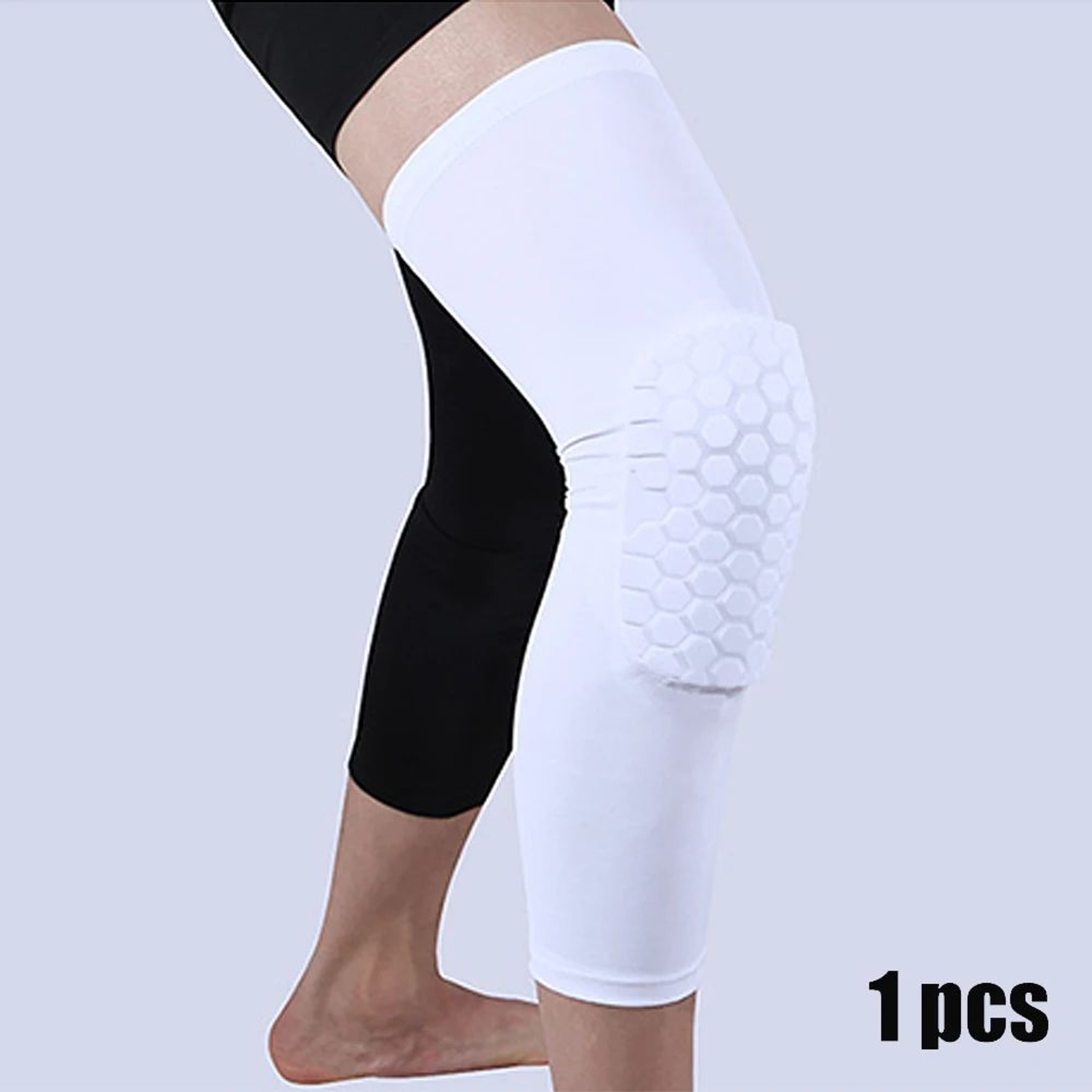 1pc Compression Knee Pad Long Leg Sleeve  Honeycomb Knee Support Brace For Basketball Running Cycli