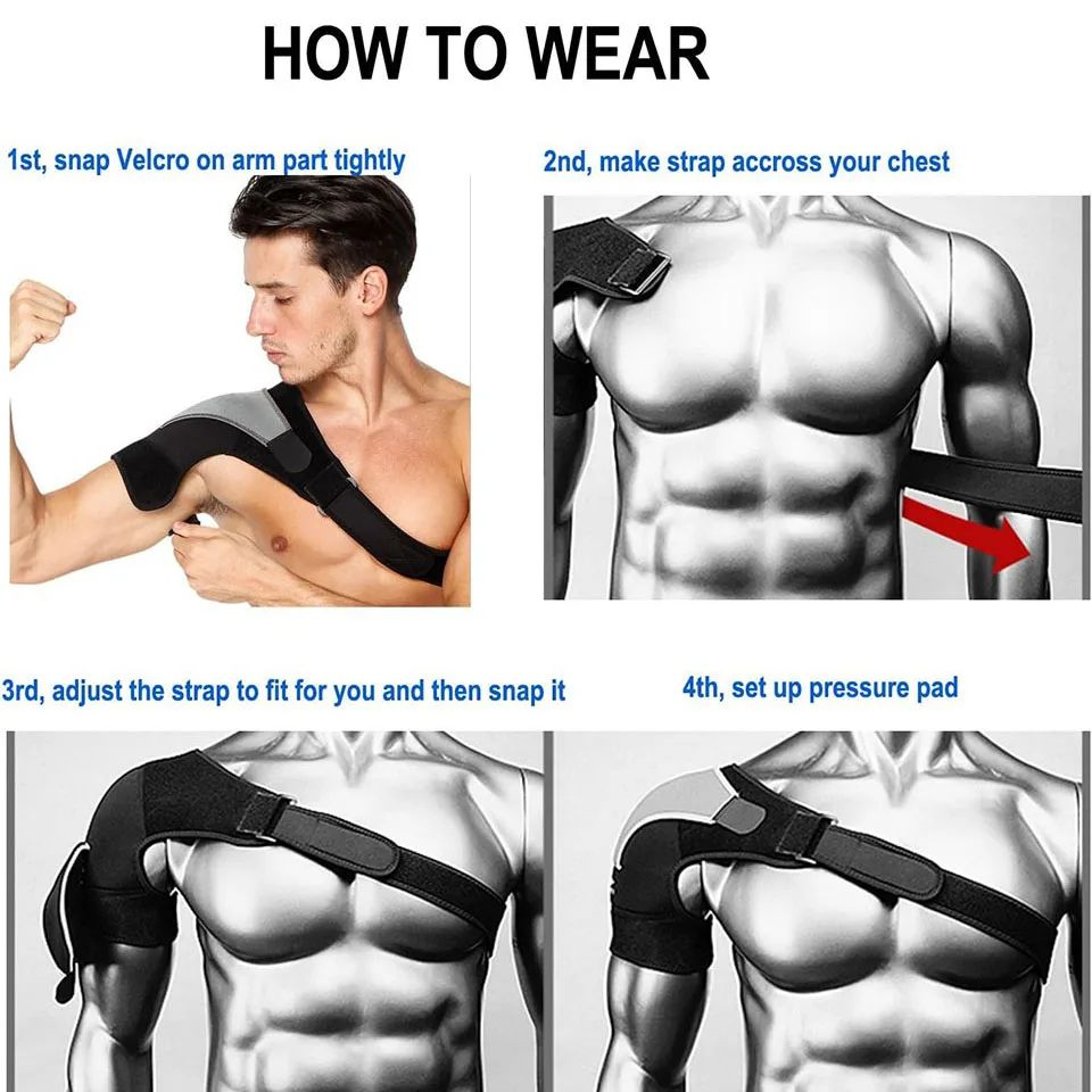 Adjustable Shoulder Stability Brace  Breathable Shoulder Support Brace For Sports Injury Recovery   5