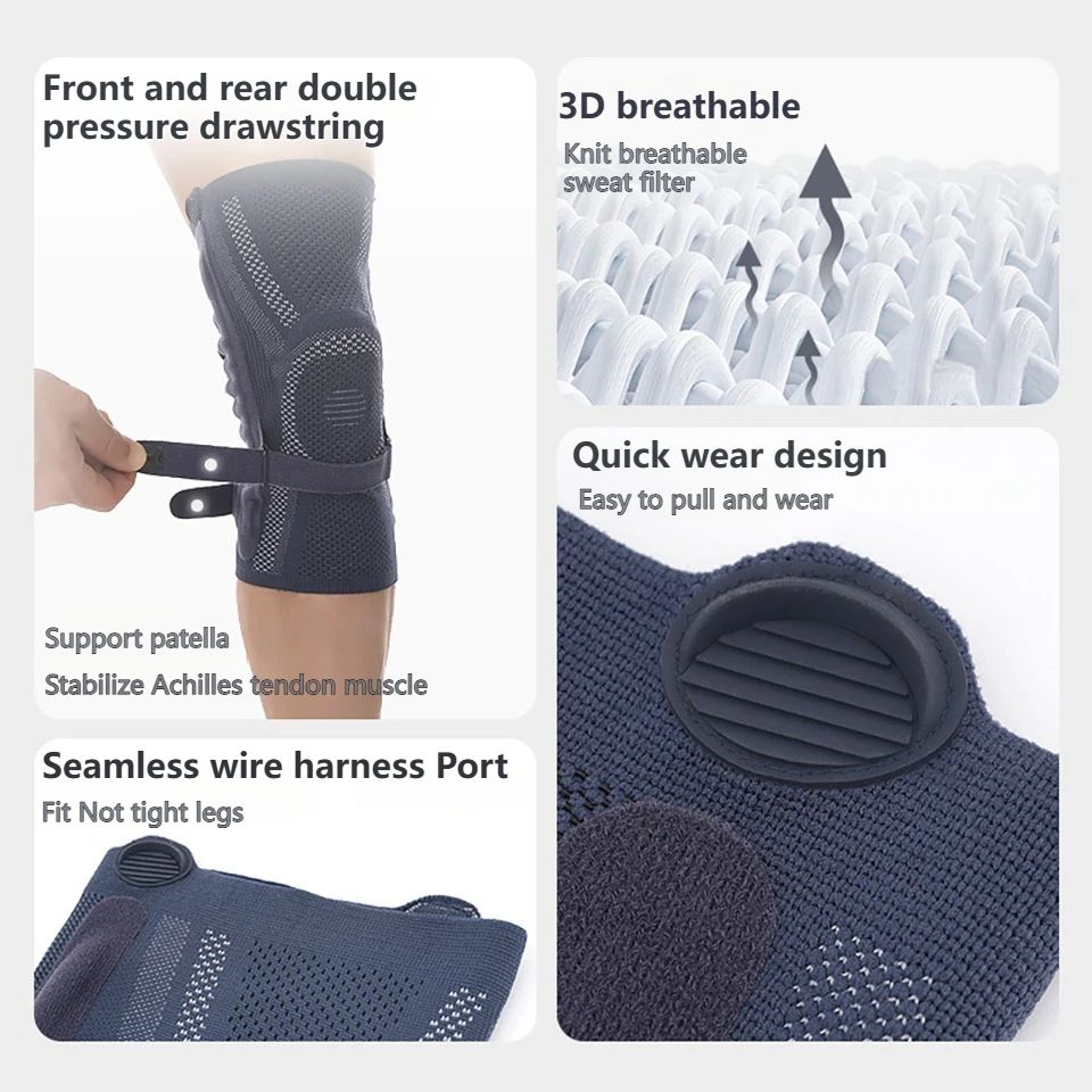 1pc Knee Brace With Patella Pad  Knee Compression Sleeve With Side Stabilizers For Running  Joint S 5