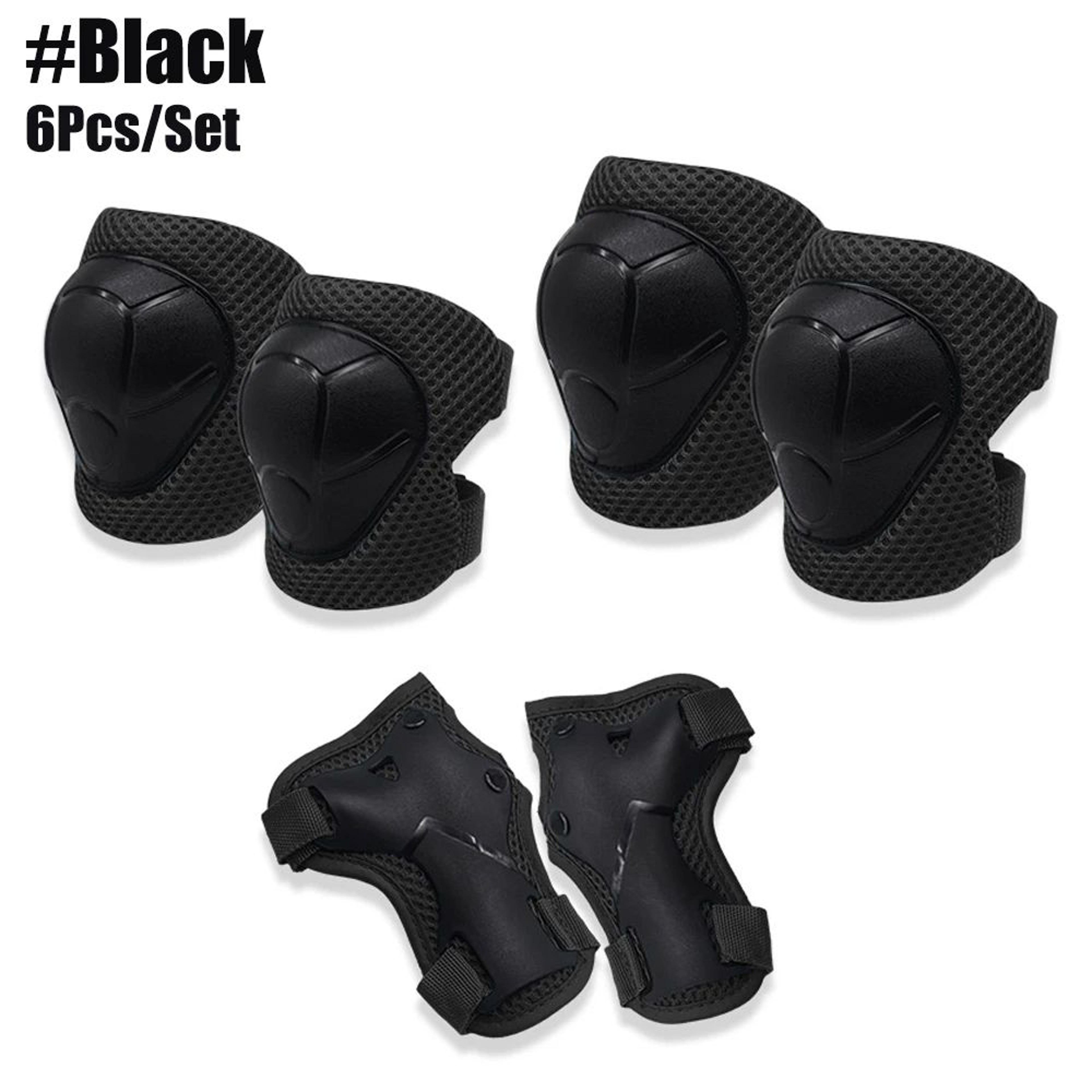 6pcs Kids Protective Gear Set  Adjustable Knee Pads Elbow Pads  Wrist Guards For Skating Cycling  S