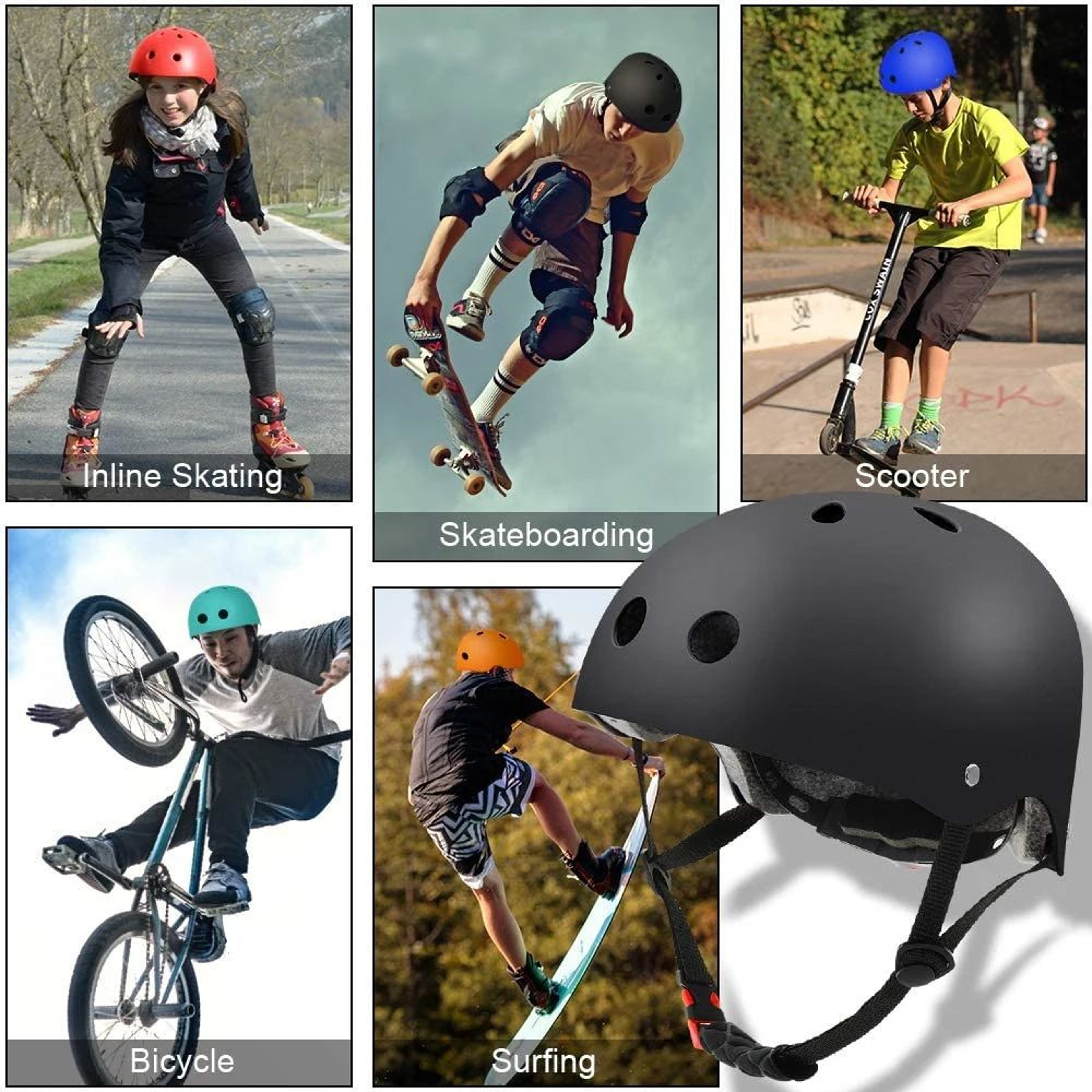 1pc Adjustable MultiSport Helmet  Bike Helmet For Adults  Kids Skateboard Scooter  Roller Skating S 4