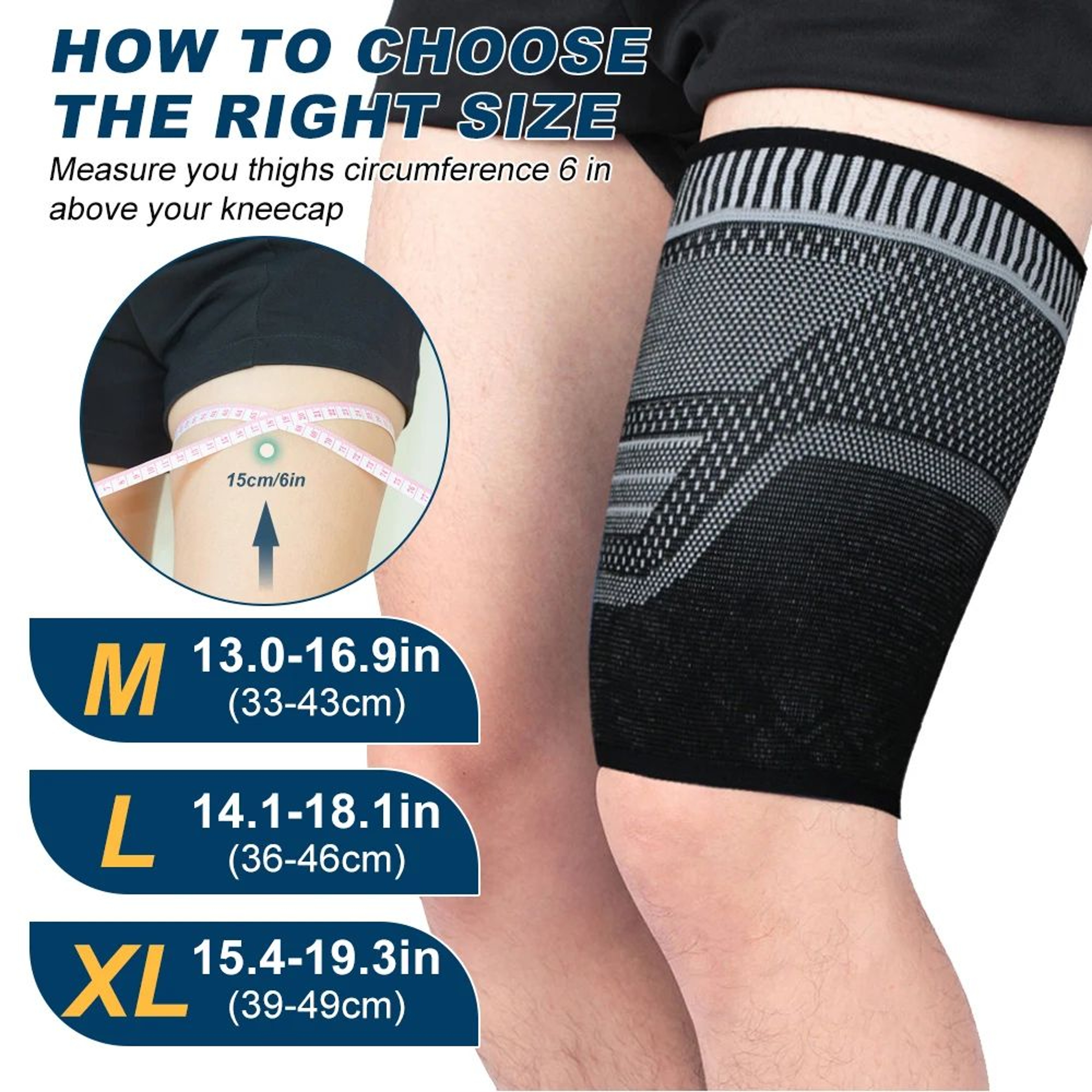 1pc Thigh Compression Sleeve – Quad & Hamstring Support Leg Sleeve for Running, Weightlifting, Gym & Muscle Recovery – view 7