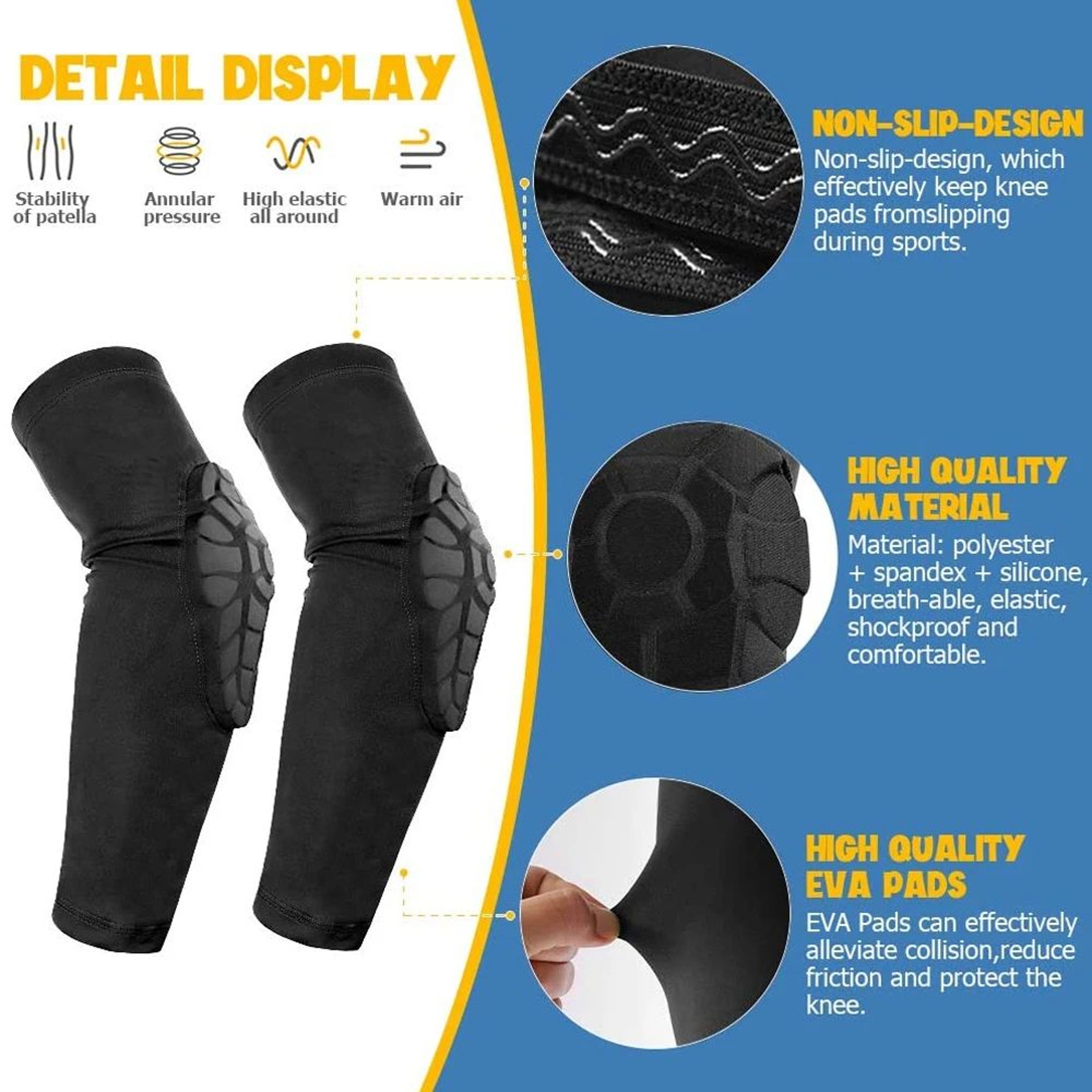 2pcs Kids Honeycomb Compression Knee  Elbow Pads  Youth Sports Protective Gear For Basketball Baseb 2