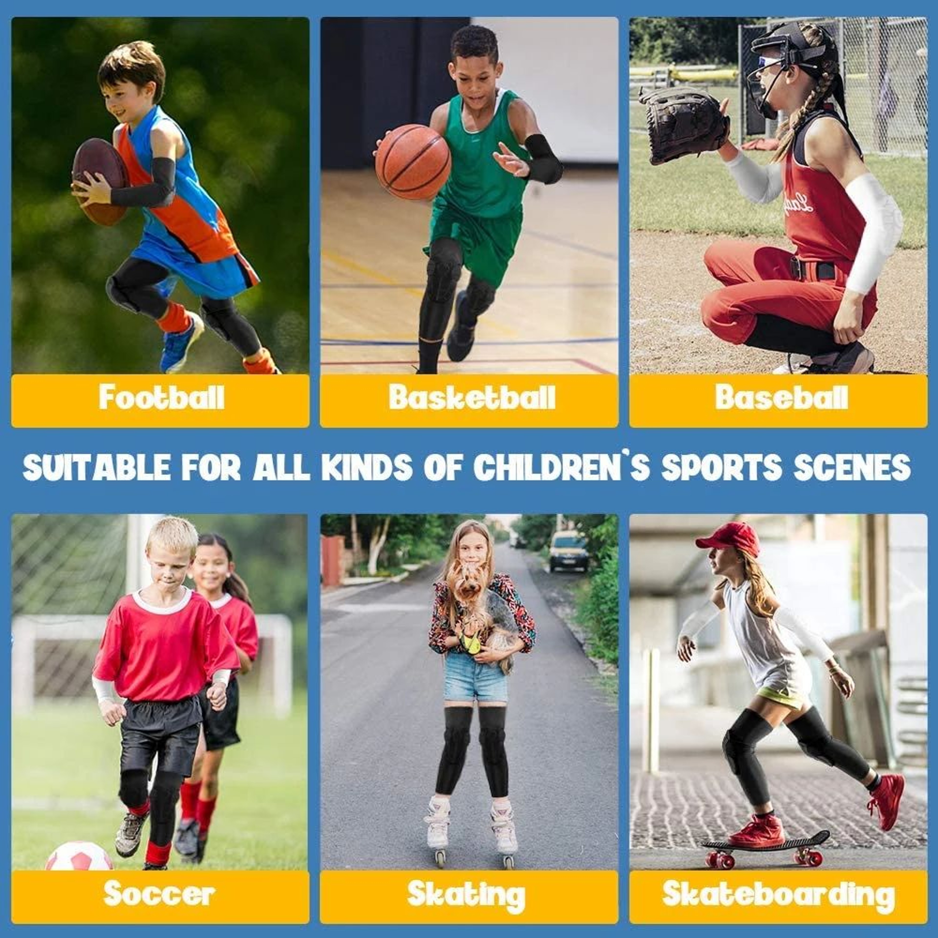 2pcs Kids Honeycomb Compression Knee  Elbow Pads  Youth Sports Protective Gear For Basketball Baseb 4