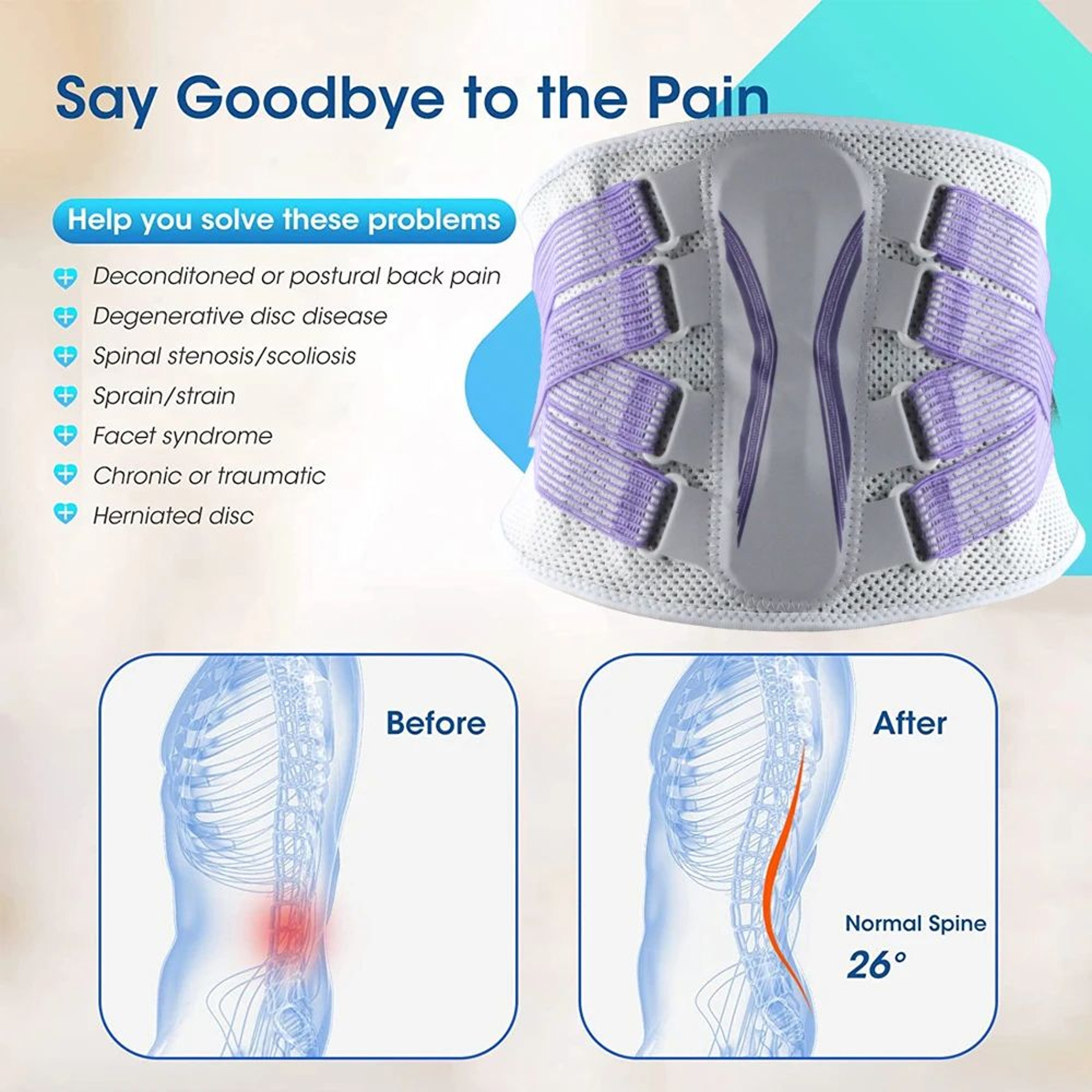 Adjustable Back Brace For Men  Women  Lower Back Support Belt For Sciatica Herniated Disc Scoliosis 1