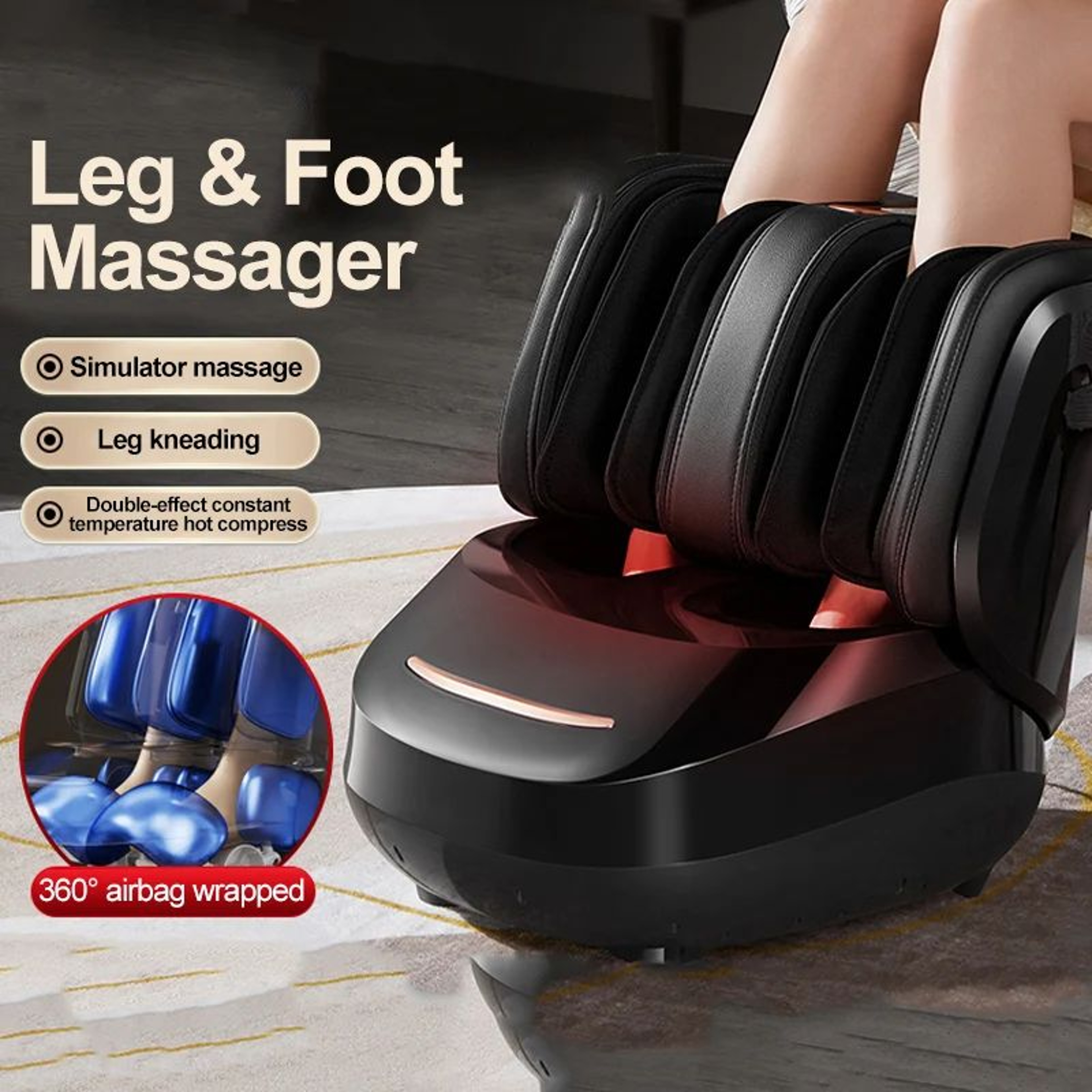 Electric Heated Foot Massager With Air Compression  Rollers  Deep Kneading Leg  Foot Massage Machin 0