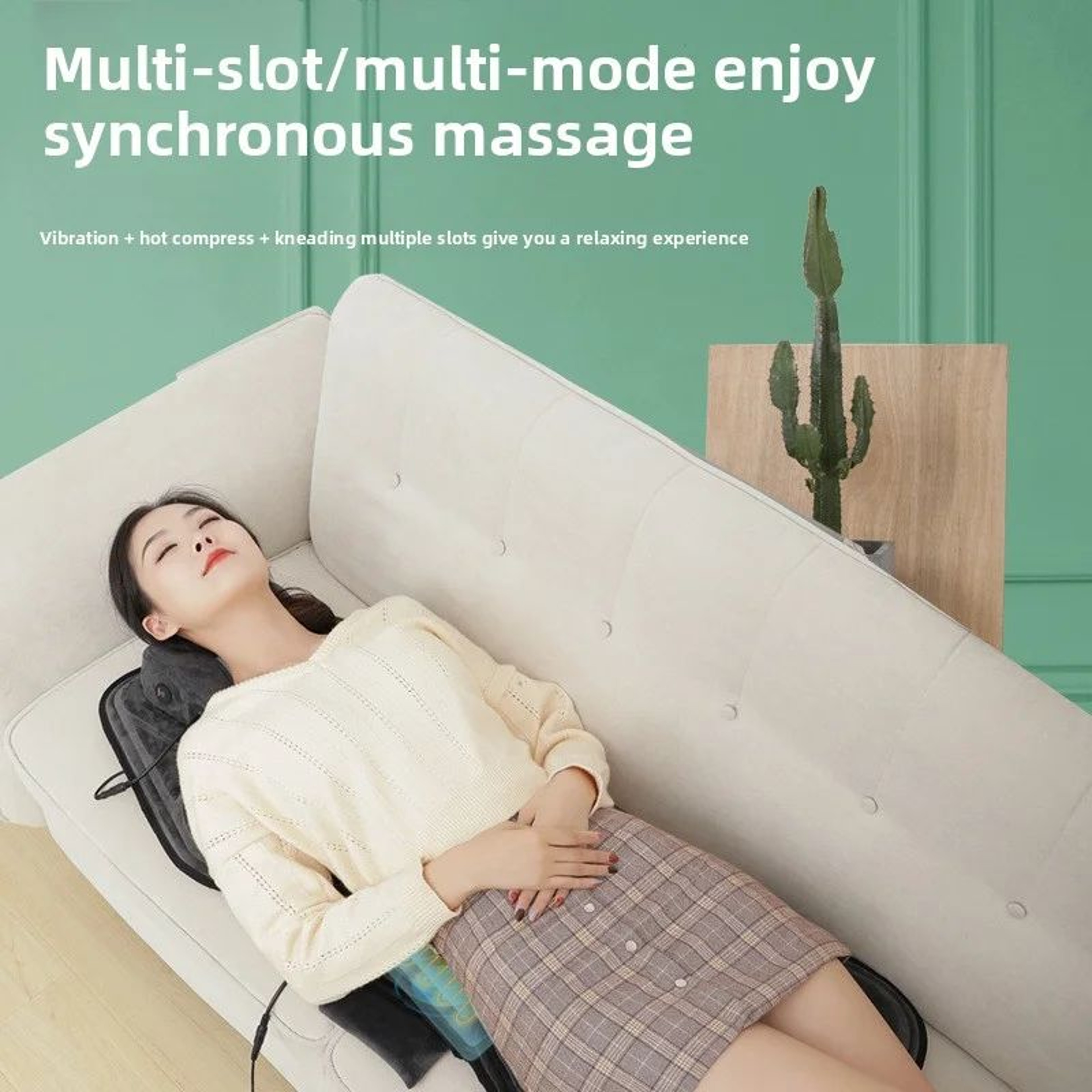 Car Massage Seat Cushion With Heat  Vibration  Lumbar Airbag Back Massager Chair Pad For Home Offic 2