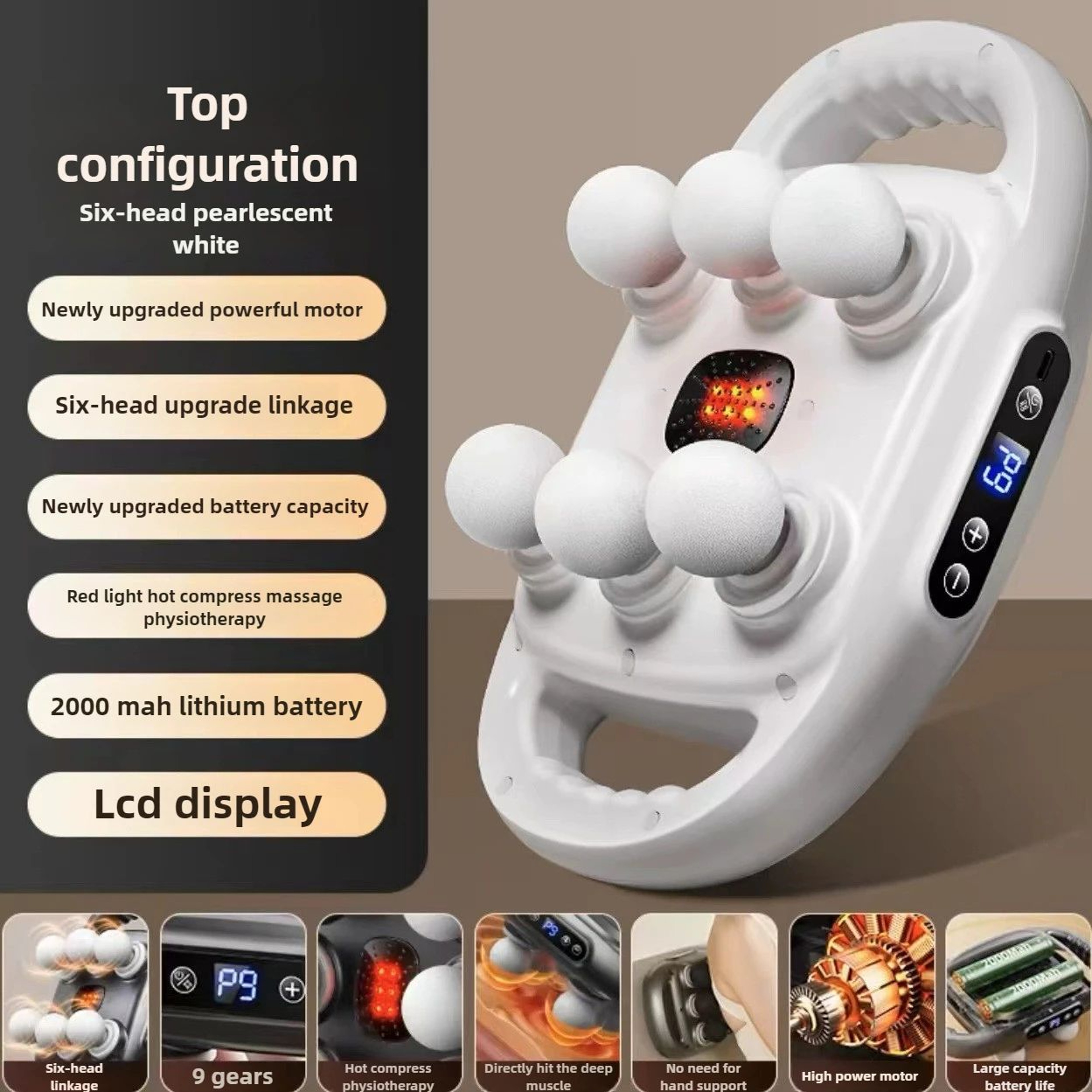 32Head Deep Tissue Massage Gun With Heat  Red Light Therapy  Wireless Muscle Massager With AI Smart 9