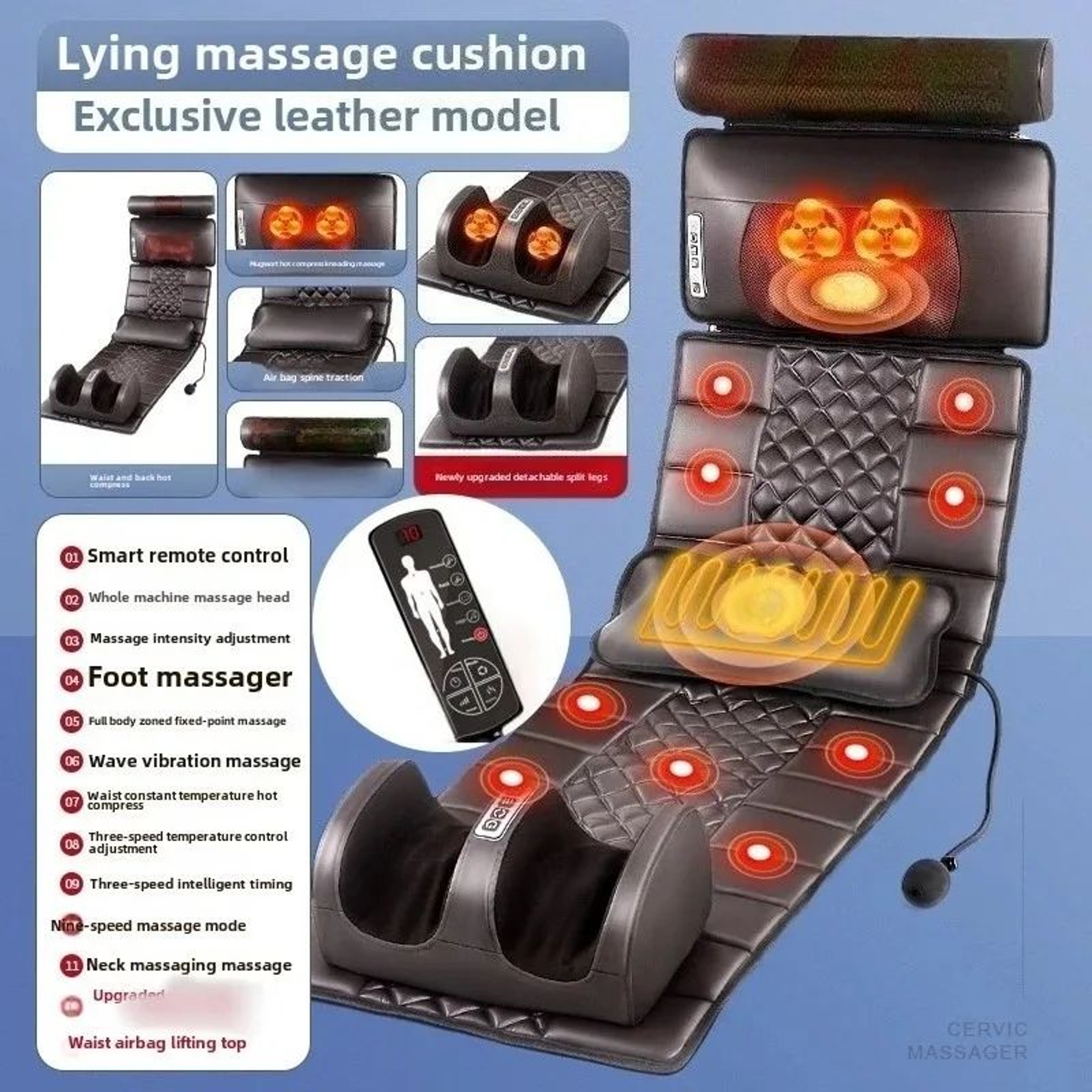 European Standard Full Body Massage Mattress With Heat  Wave Vibration  Neck Back Massage Pad With  15