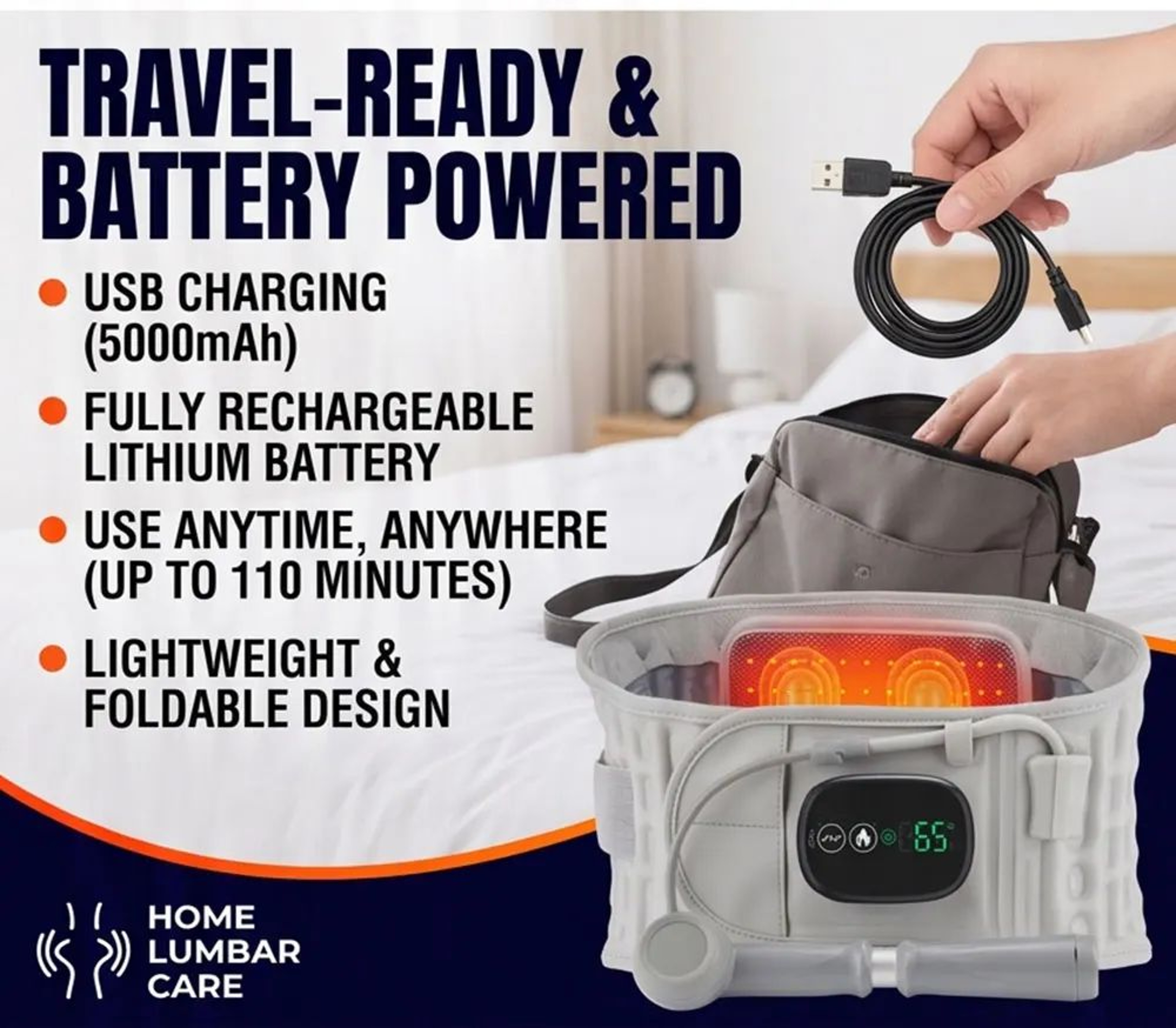 Cordless Inflatable Lumbar Support Belt With Heat  Vibration  Rechargeable Back Brace For Spine Dec 5
