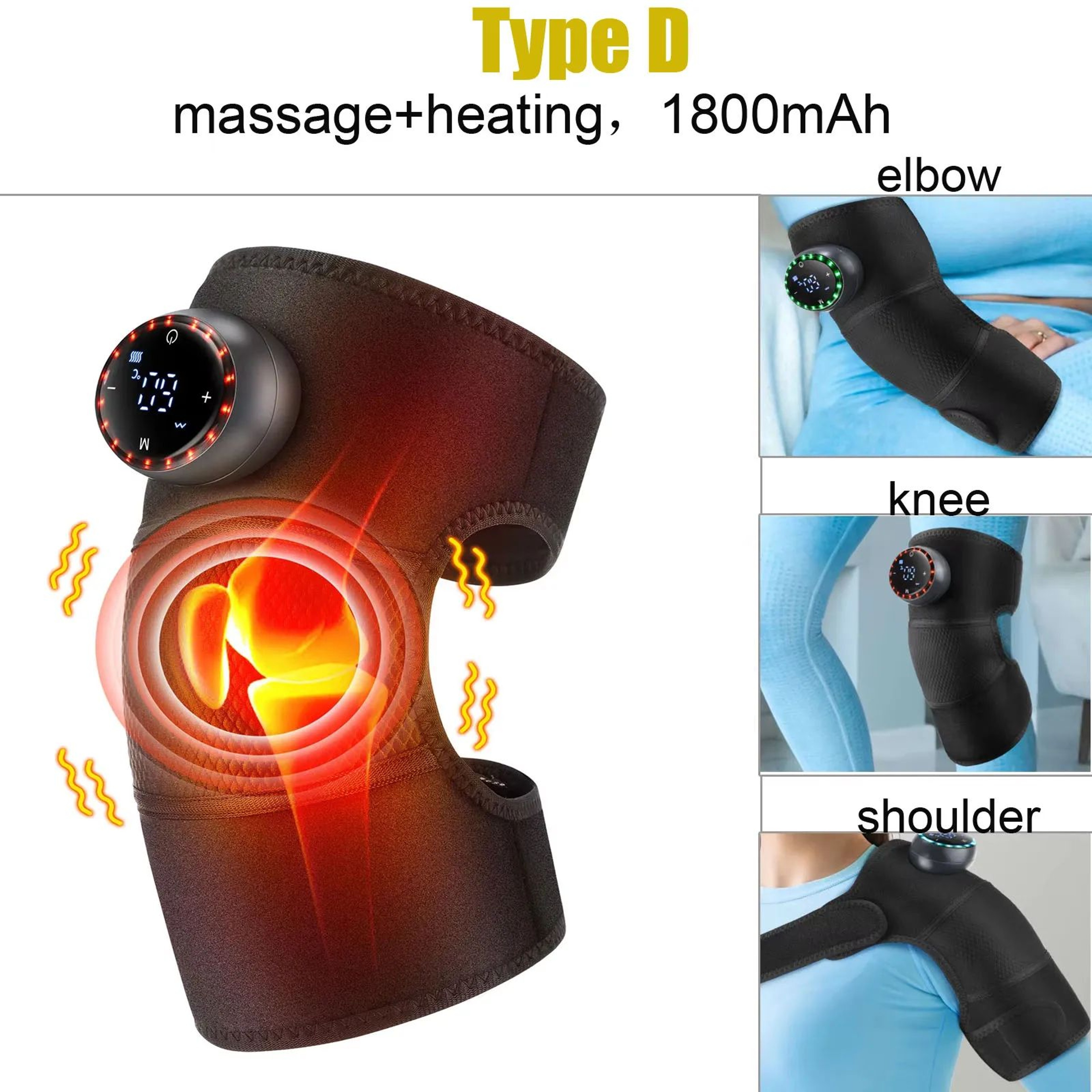 3in1 Rechargeable Heated Knee Massager With Vibration  Electric Wrap Brace For Knee Shoulder Elbow  9