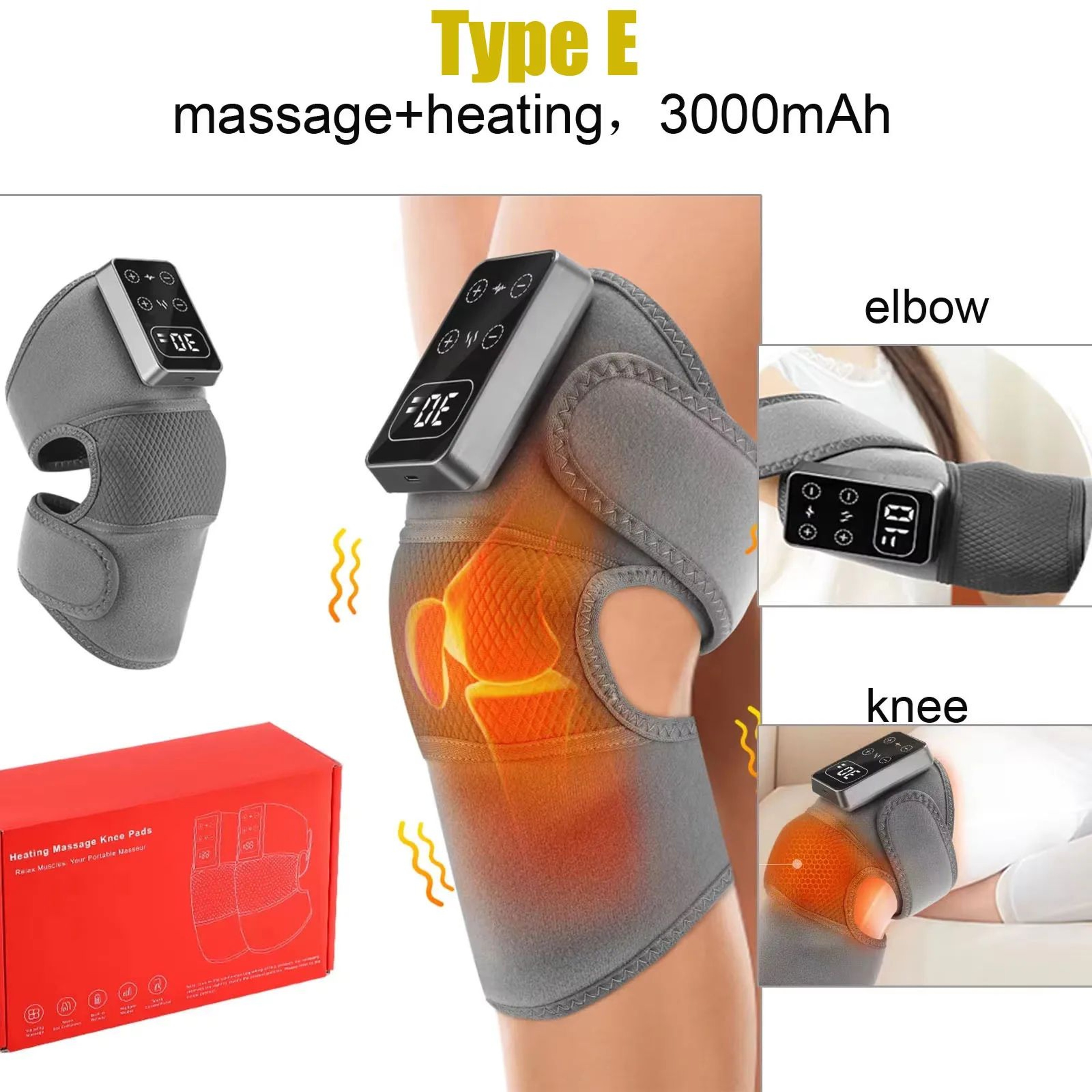 3in1 Rechargeable Heated Knee Massager With Vibration  Electric Wrap Brace For Knee Shoulder Elbow  10