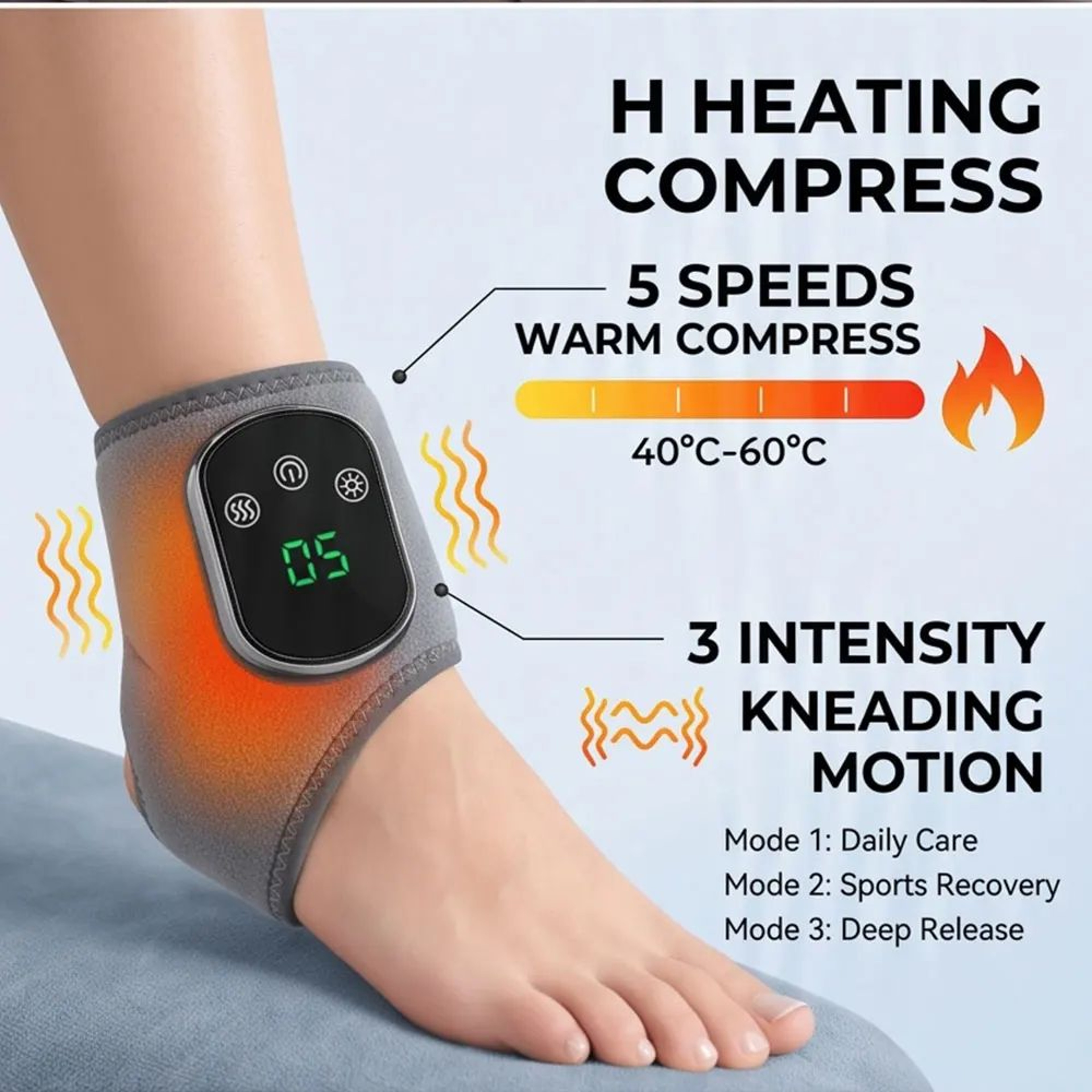 Heated Cordless Ankle Brace Wrap With Vibration Massage  Rechargeable Foot Support Sleeve For Sport 1