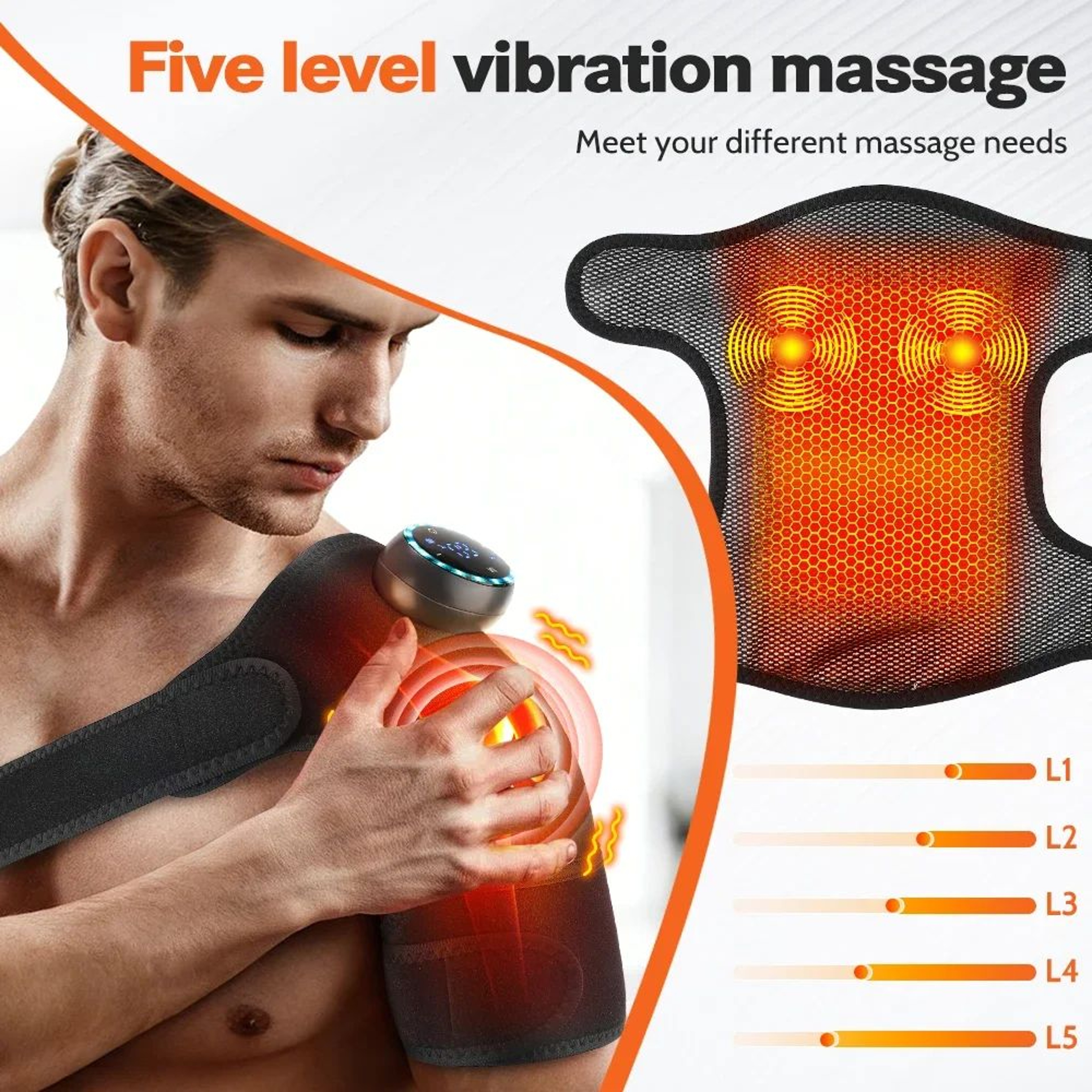 3in1 Cordless Heated Knee Shoulder Elbow Massager  Rechargeable Vibration Joint Wrap With Far Infra 3