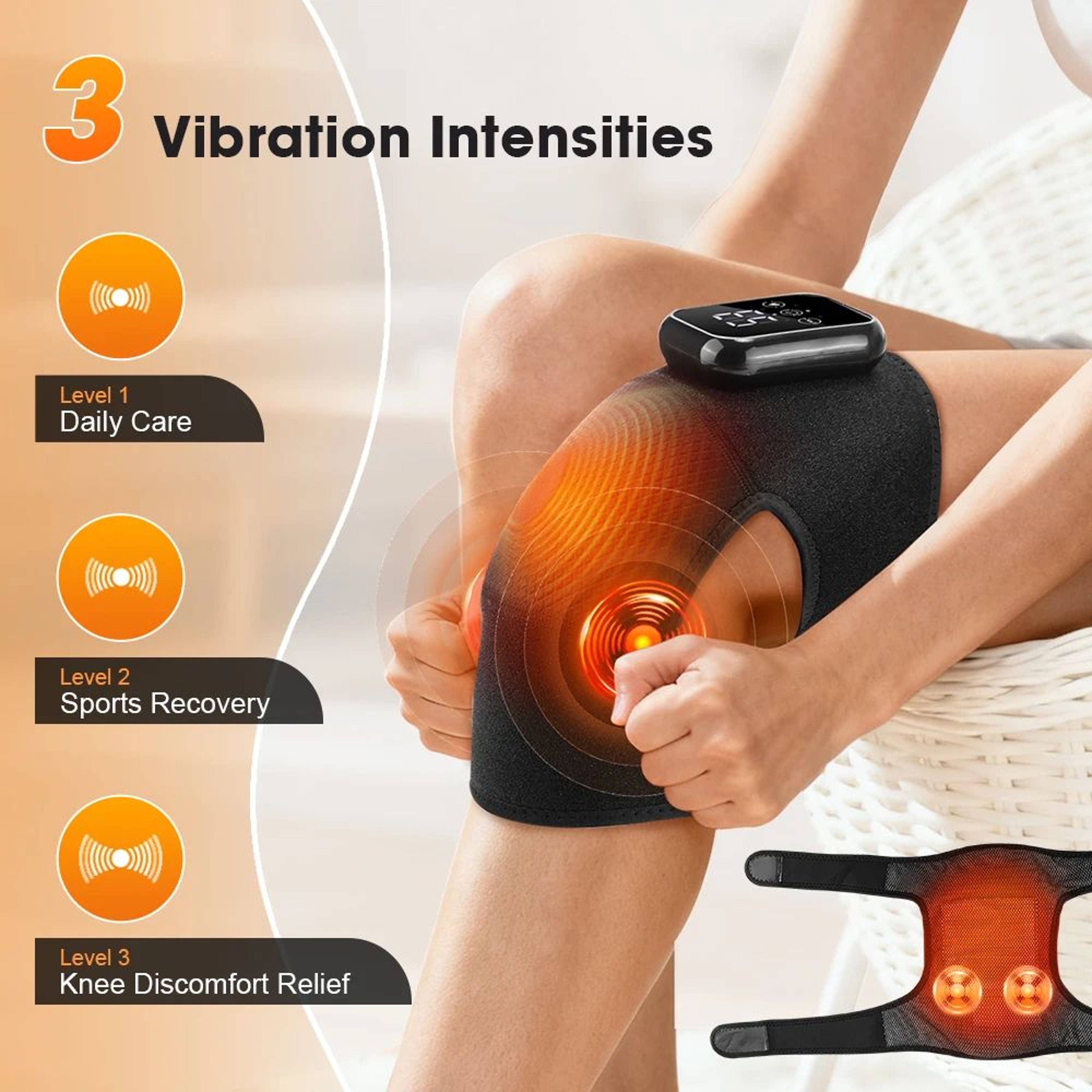 Cordless Electric Knee Massager With Heat  Vibration Rechargeable Heated Knee Brace For Joint Suppo 2