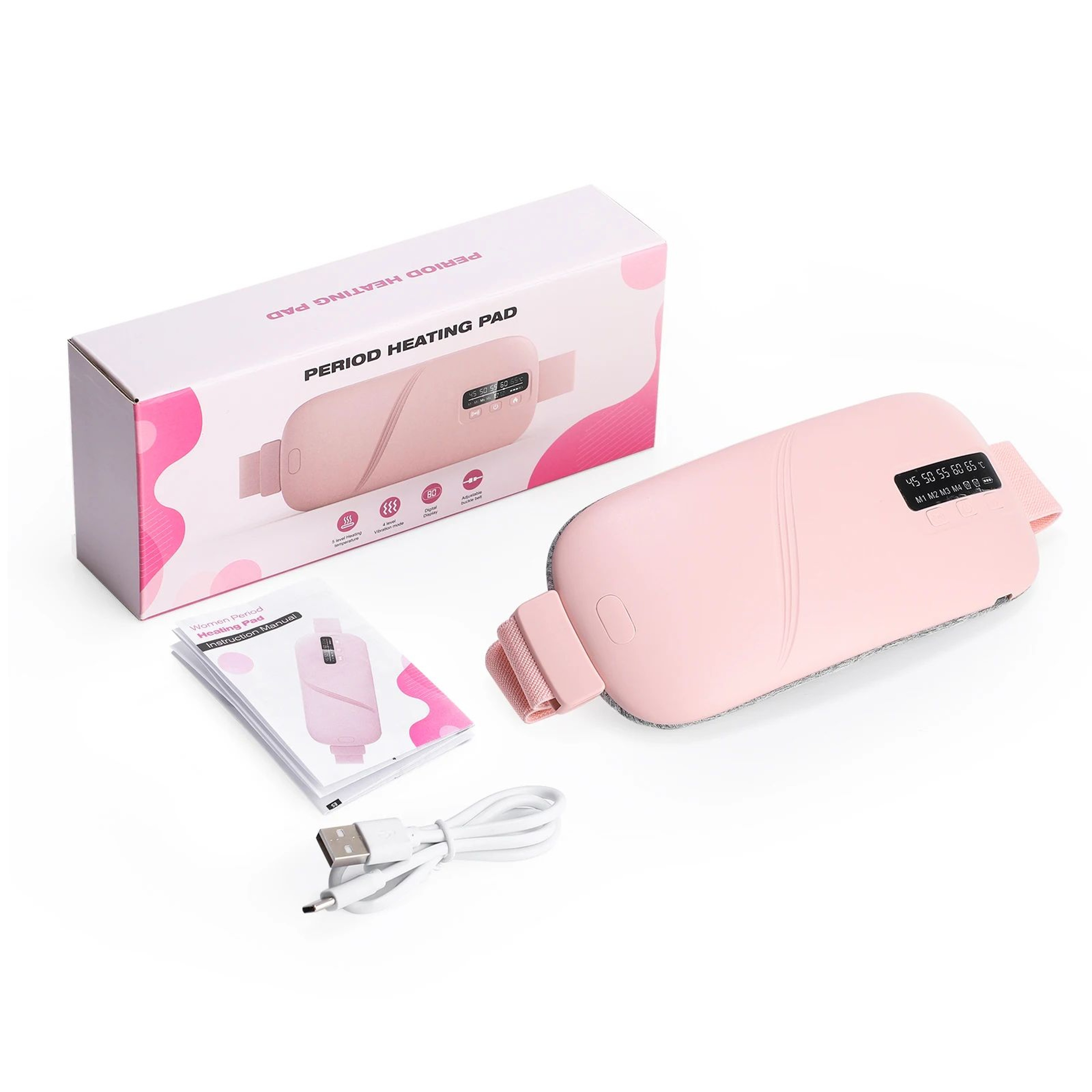 Menstrual Heating Belt With Vibration Massage  Cordless Abdominal Heating Pad For Period Pain Relie