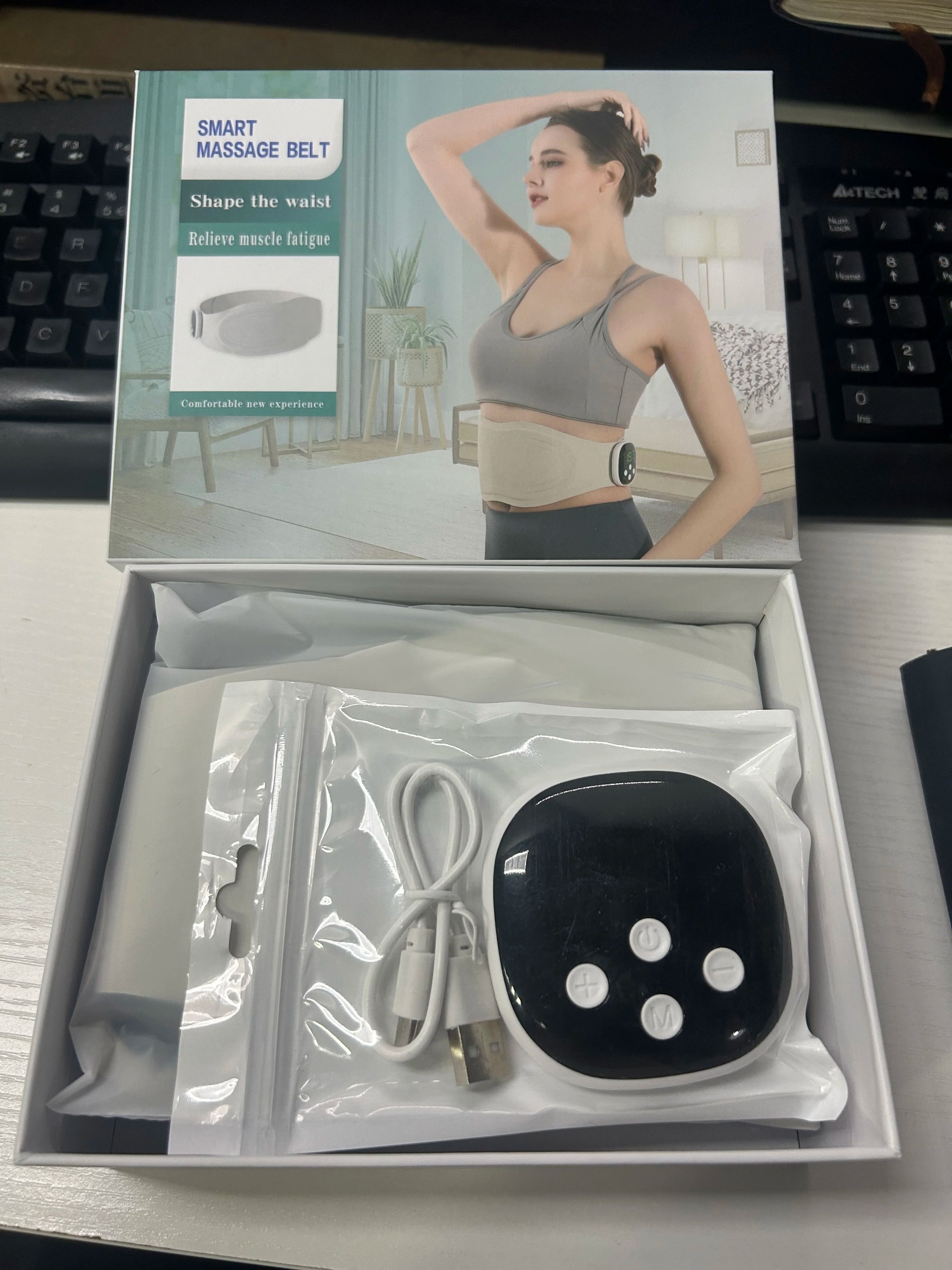 Electric EMS Heating Waist Massager Belt  Rechargeable Abdominal Muscle Toner With 8 Modes  19 Inte 5