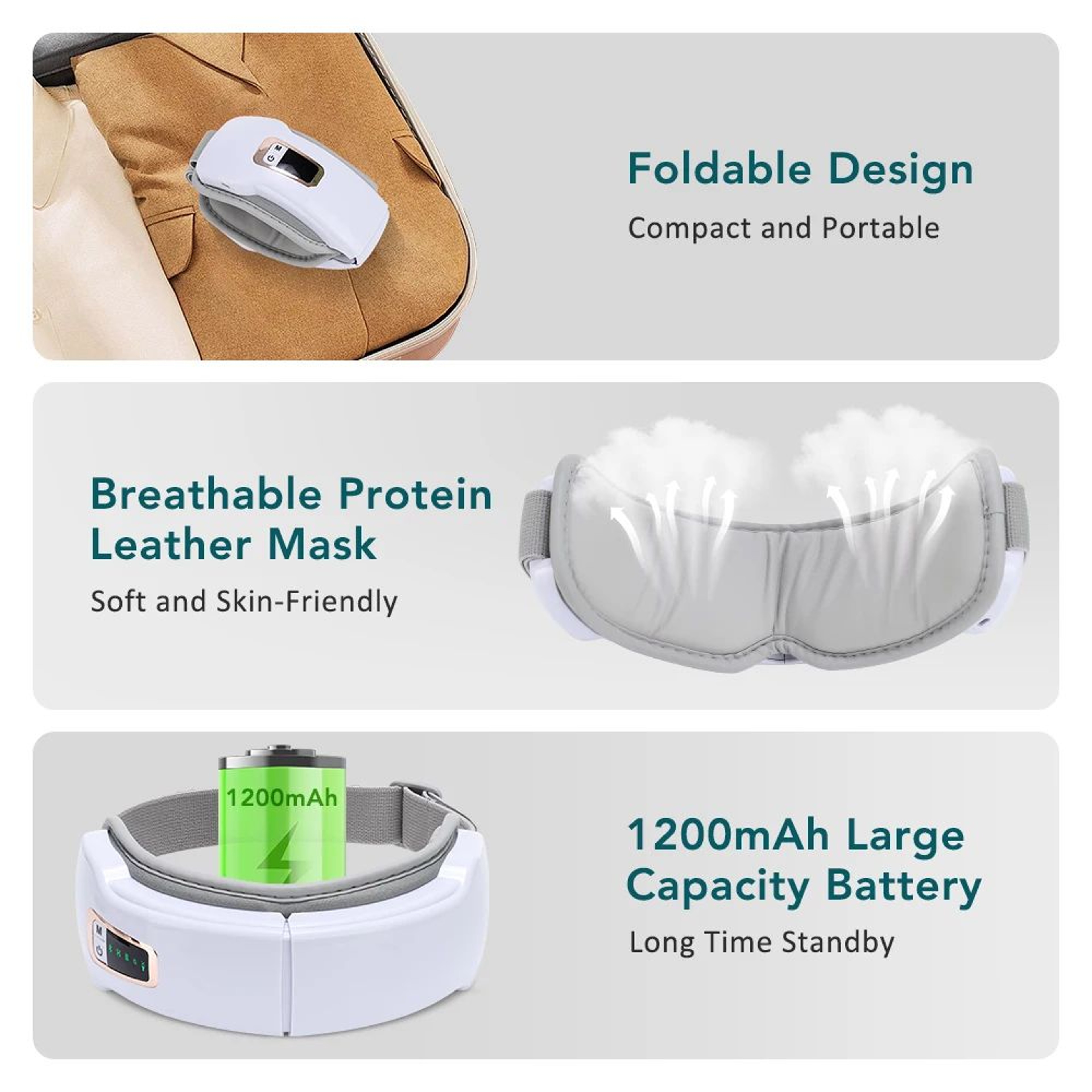 Smart Electric Eye Massager With Heat  Bluetooth Music  Air Compression Vibration Eye Mask For Eye  4