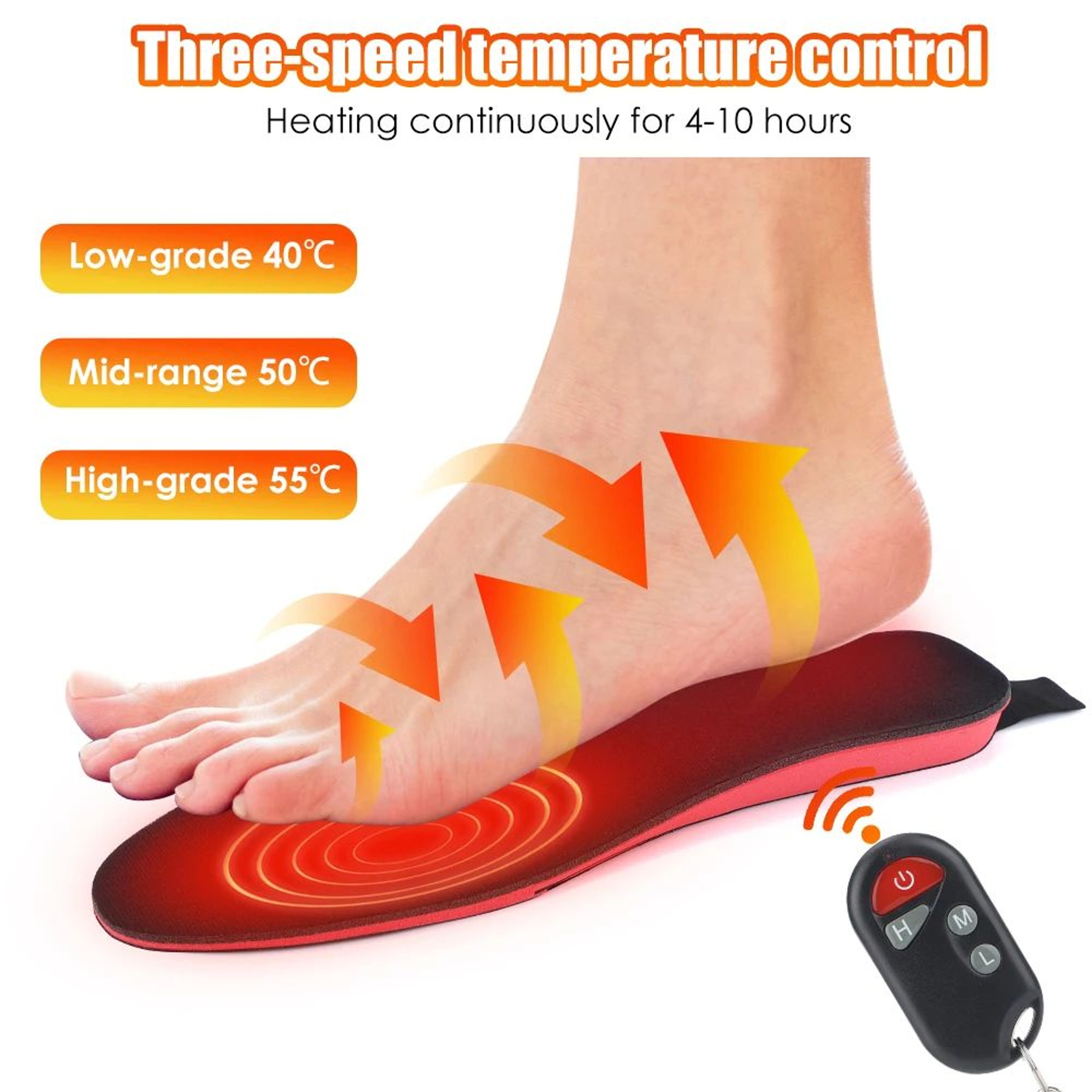 Smart APP  Remote Control Heated Insoles  Wireless Rechargeable Foot Warmers With Adjustable Temper 4