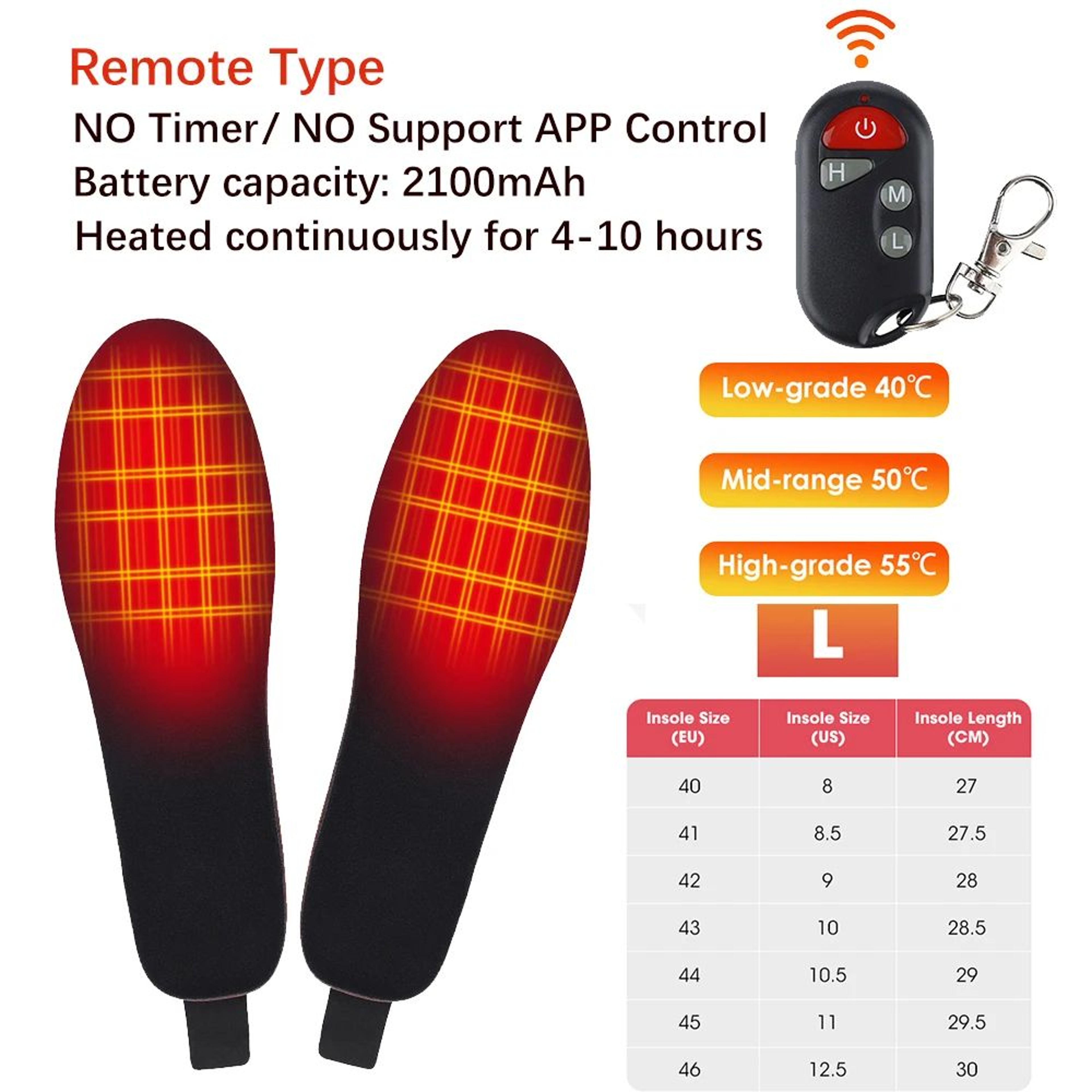 Smart APP  Remote Control Heated Insoles  Wireless Rechargeable Foot Warmers With Adjustable Temper 6