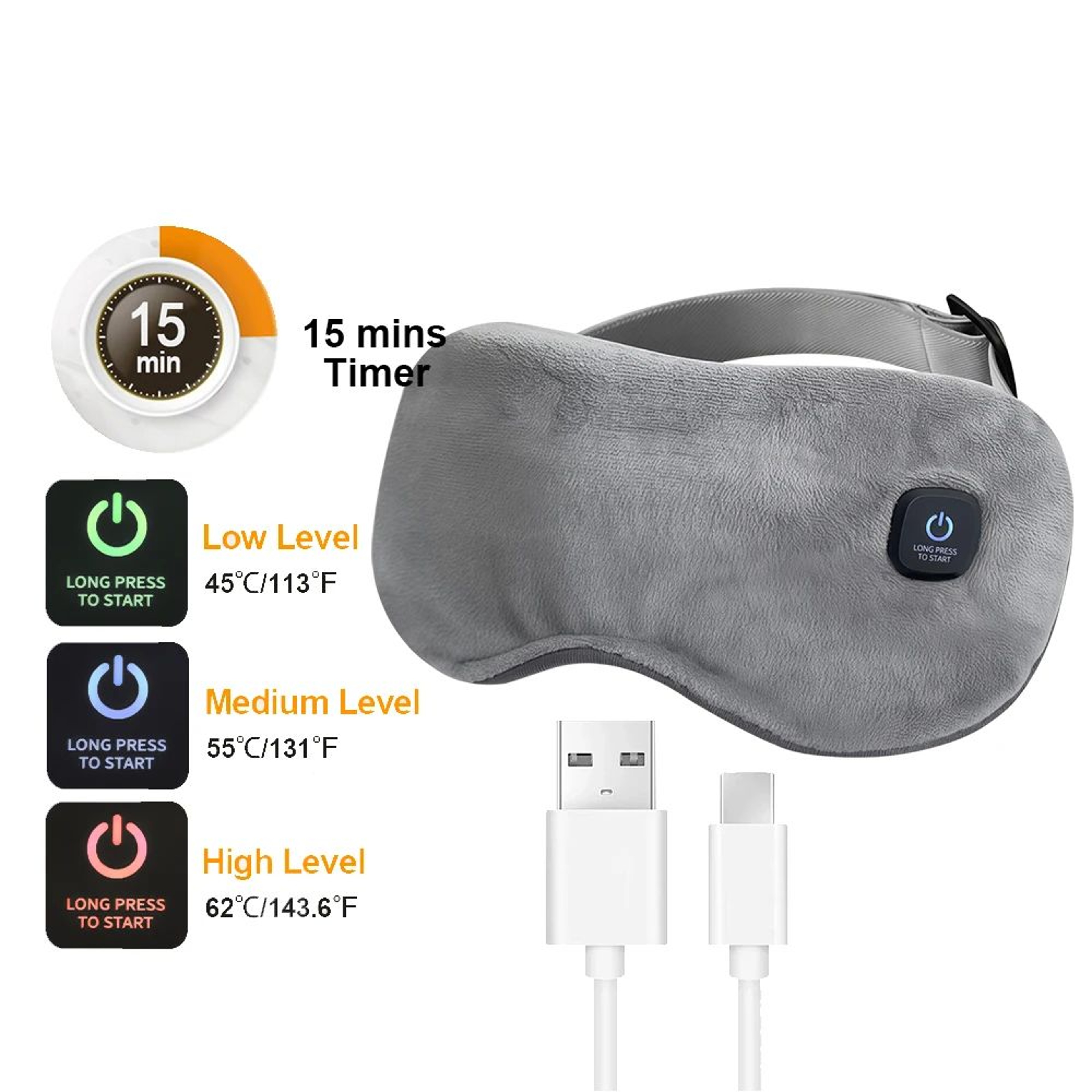 Rechargeable Heated Eye Mask For Dry Eyes With 3 Heat Levels  Light Blocking Washable Sleep Eye Mas 7