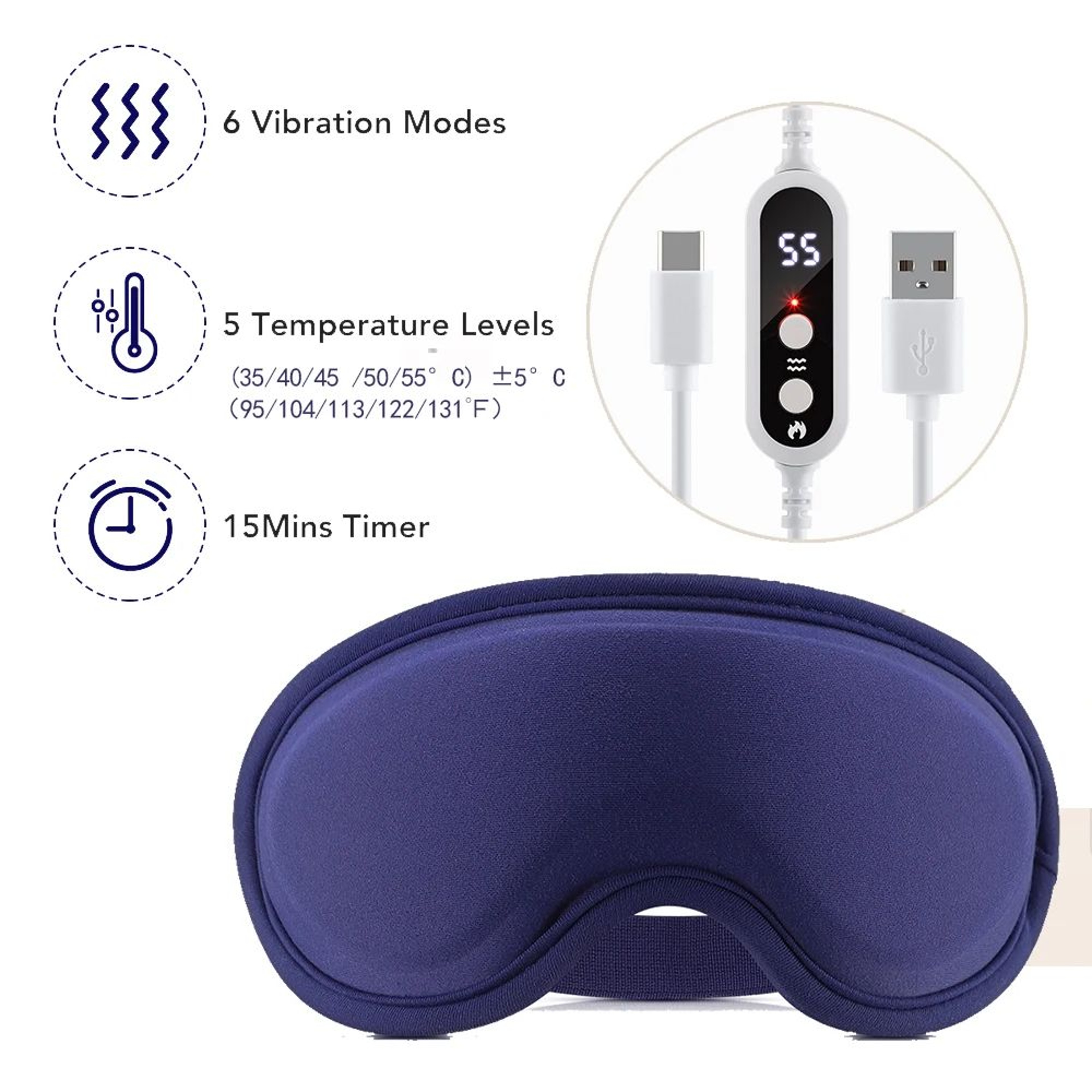 USB Heated Eye Massager With Vibration  Rechargeable Warm Compress Sleep Eye Mask For Eye Strain Re 7